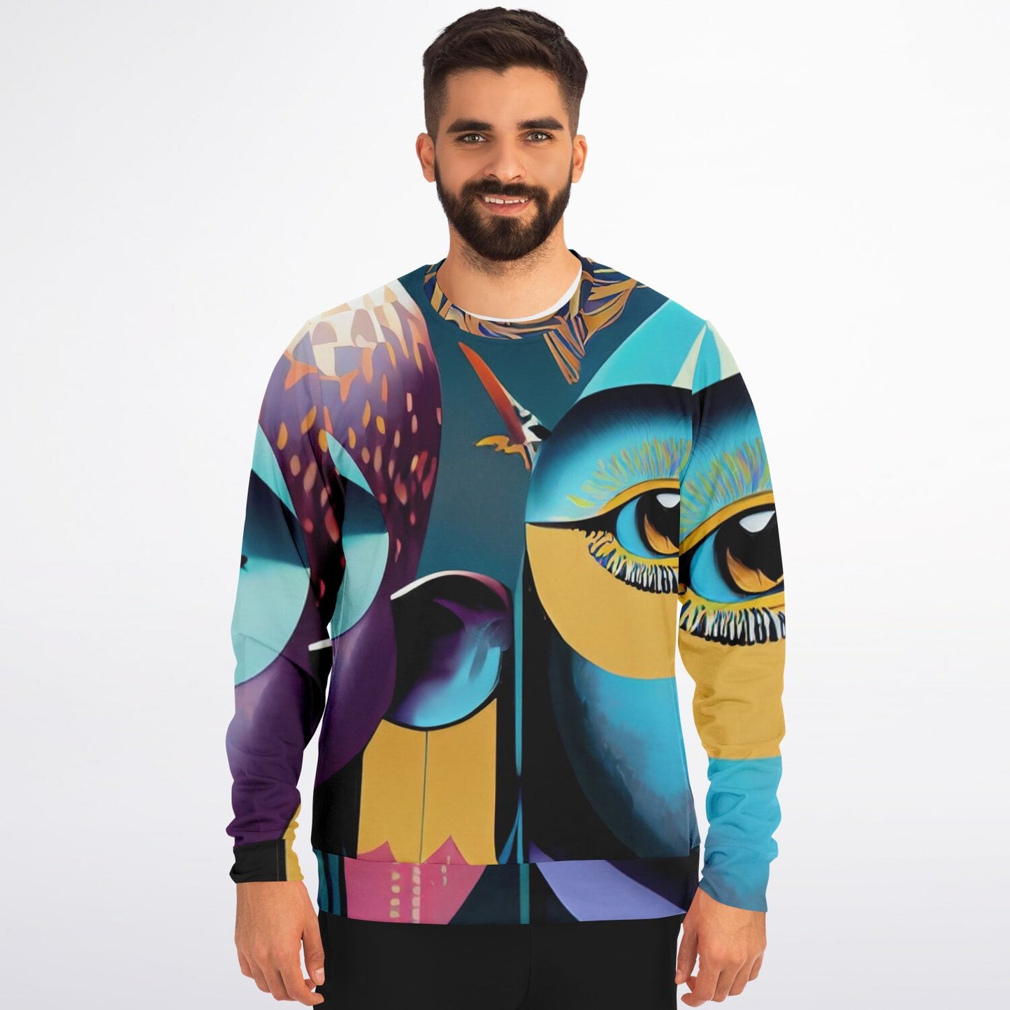 Athletic Sweatshirt - AOP Uni-Sex Kukloso Cubist Faces No 2 - Free Shipping