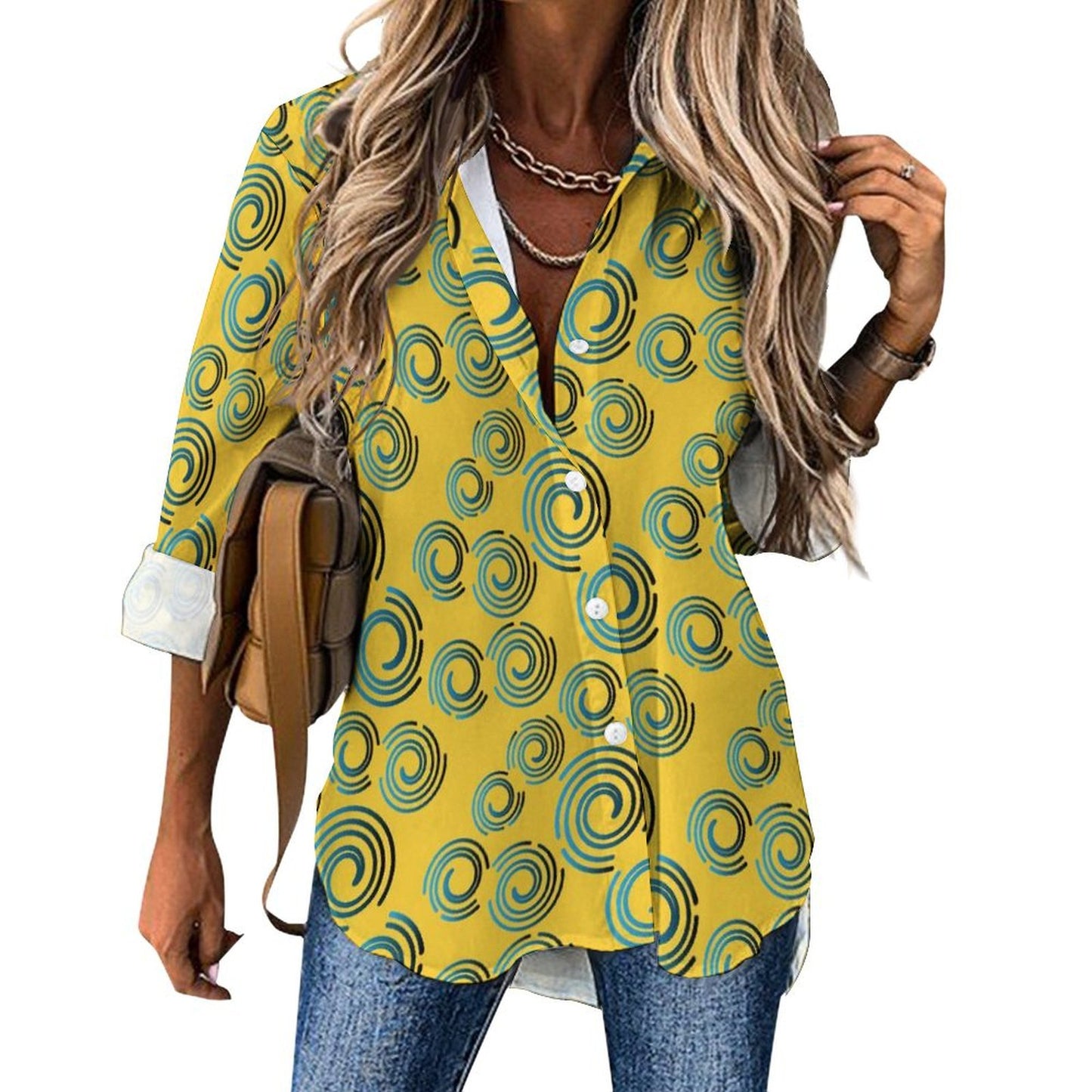 Long Sleeve Shirt Blouse Kukloso Abstract No 1257