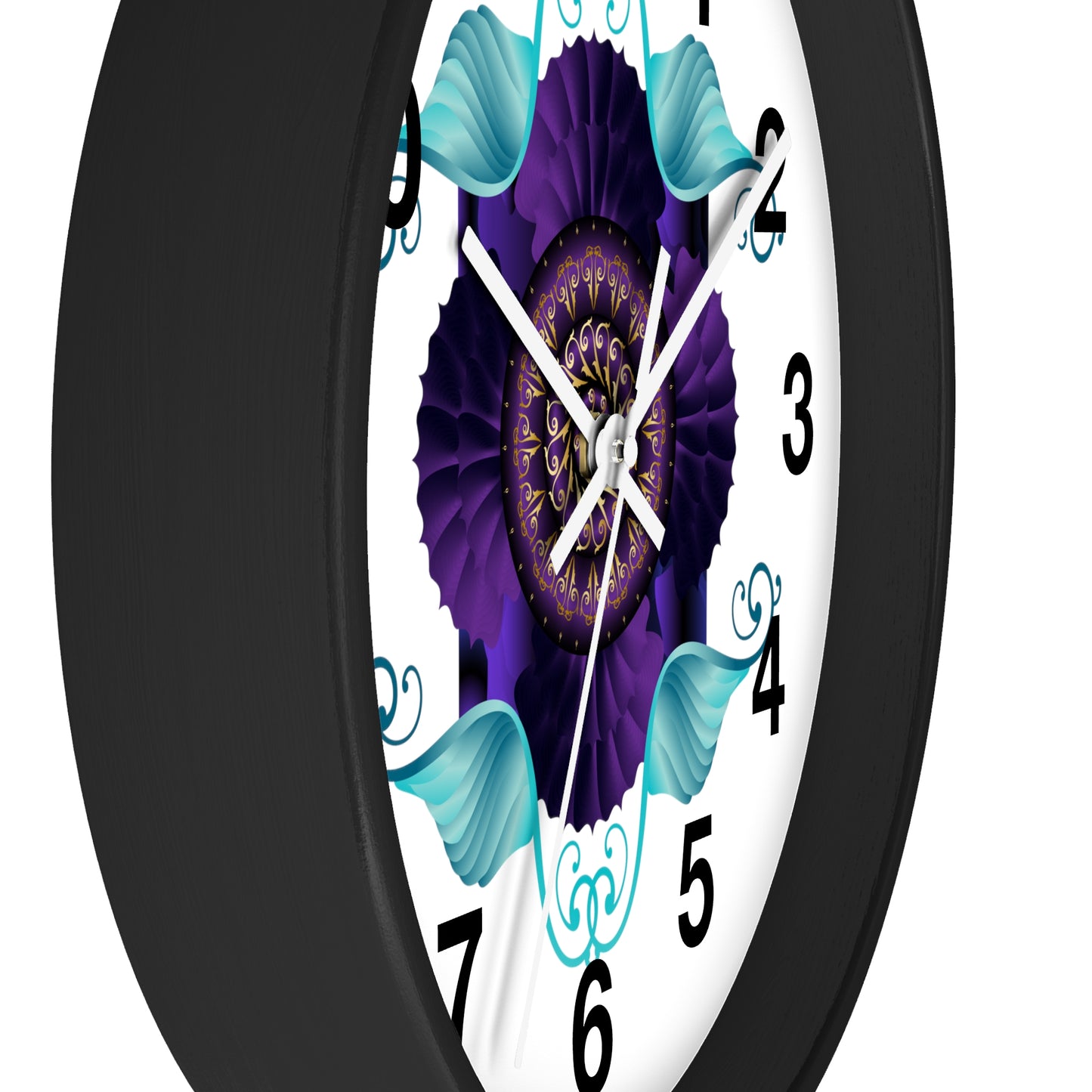 Wall Clock Kukloso Kuklos No 4364 Abstract Purple & Aqua - Free Shipping