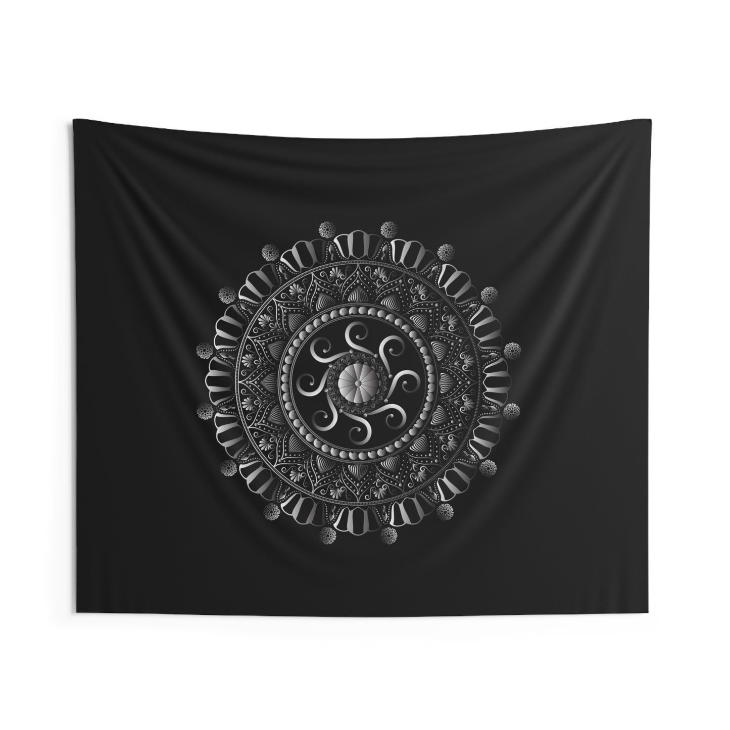 Indoor Wall Tapestries Kukloso Kuklos No 4319 Silver Mandala - Free Shipping