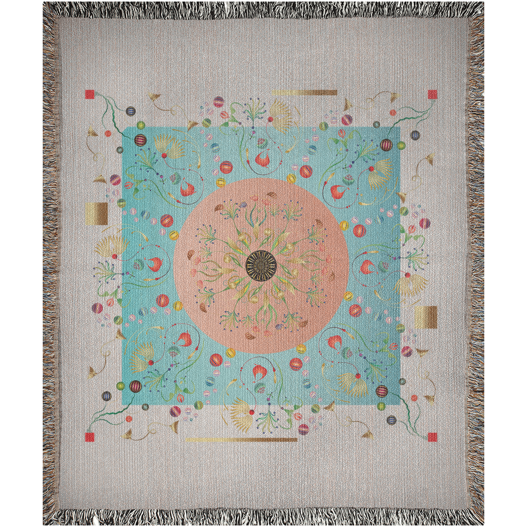 Woven Blankets Kukloso Mandala Kuklos No 4390 Aqua - Free Shipping
