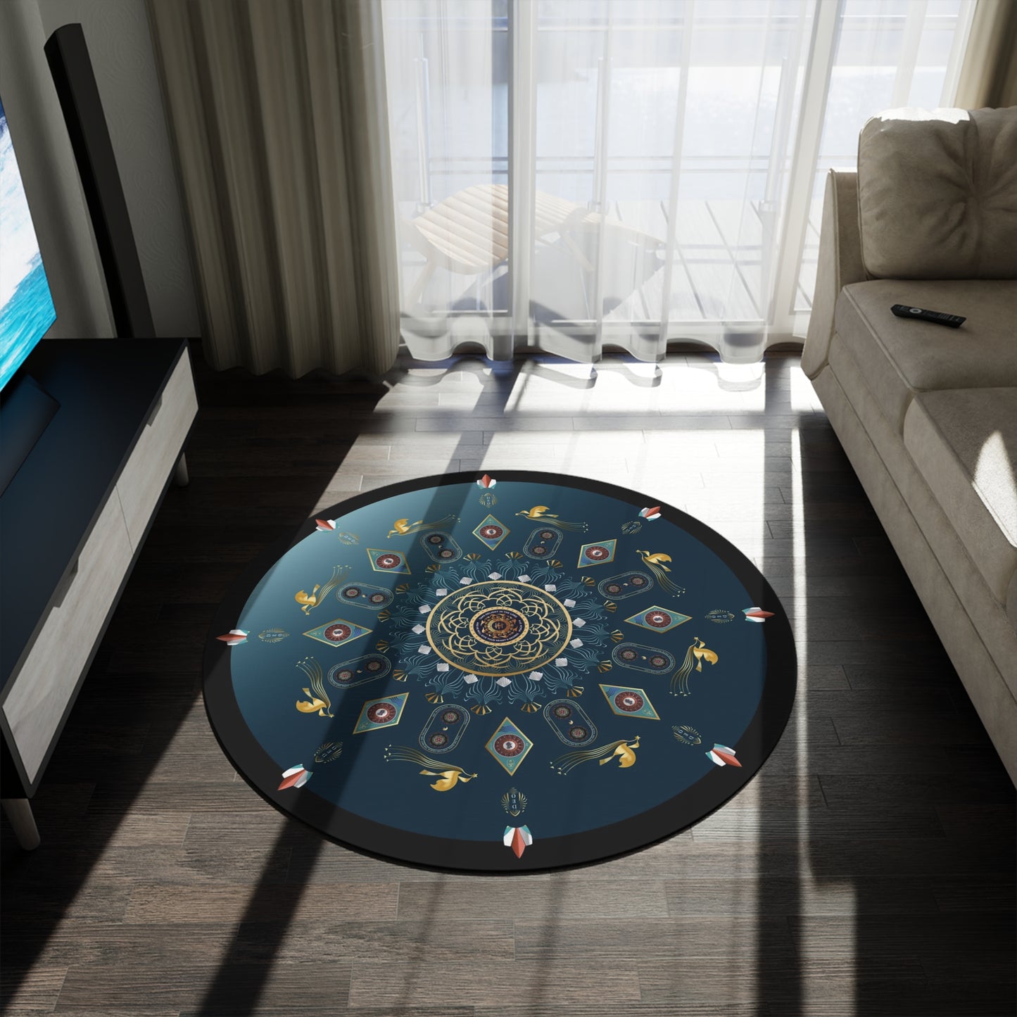 Round Rug Kukloso No 4454 Mandala w Christian Messages Free Shipping