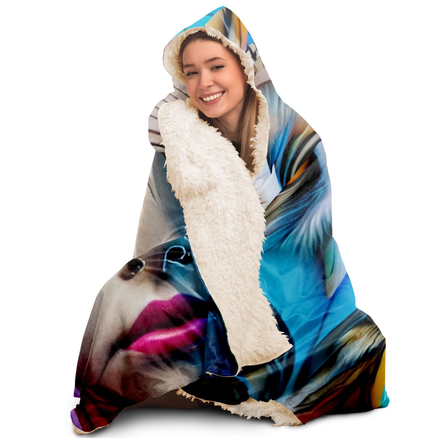 Hooded Blanket - AOP Kukloso Cubist Faces No 1 - Free Shipping