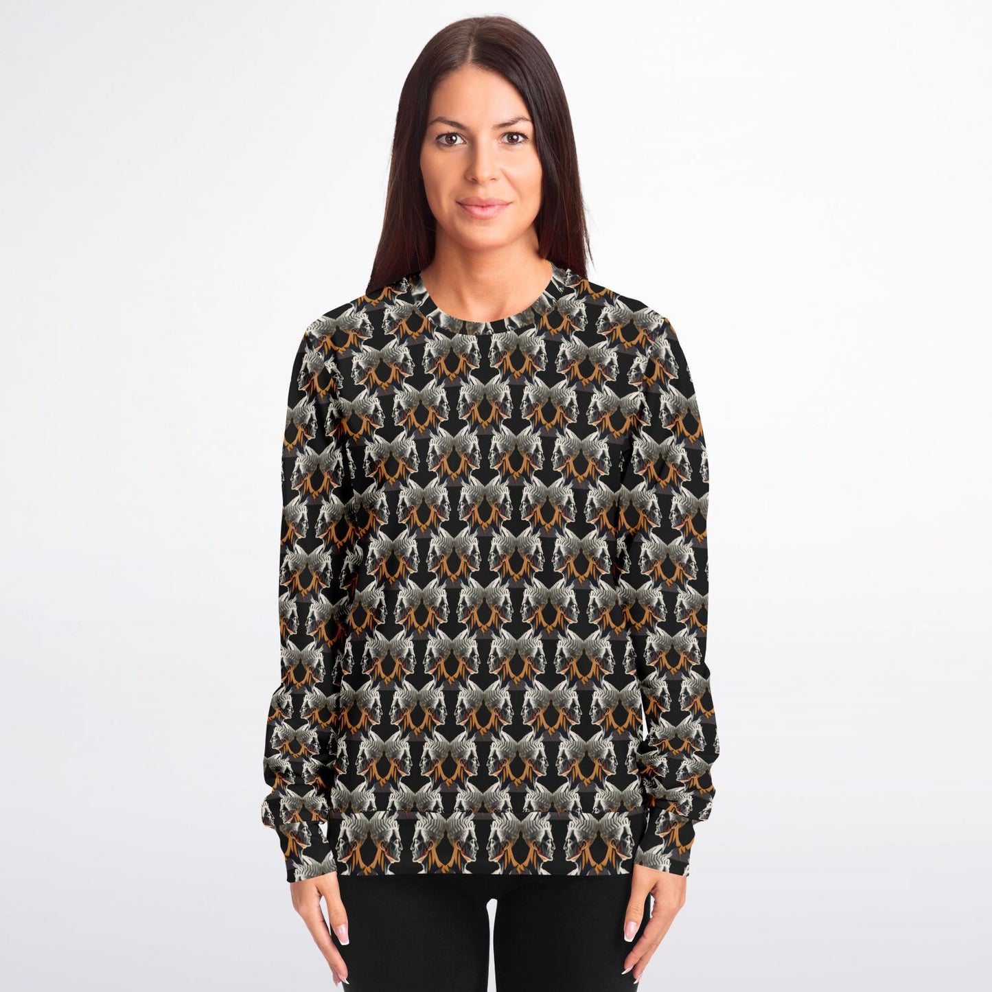 Athletic Sweatshirt - AOP Kukloso Cubist Faces No 2 on Black - Free Shipping