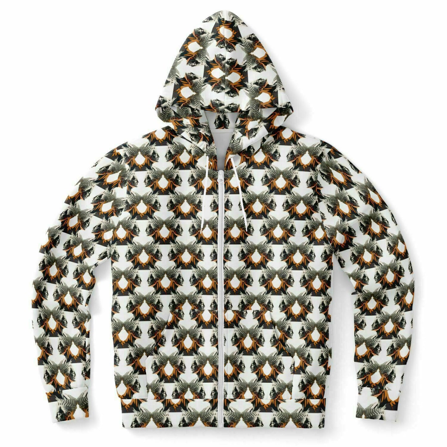 Fashion Zip-Up Hoodie - AOP Kukloso Cubist Faces No 4 on White - Free Shipping