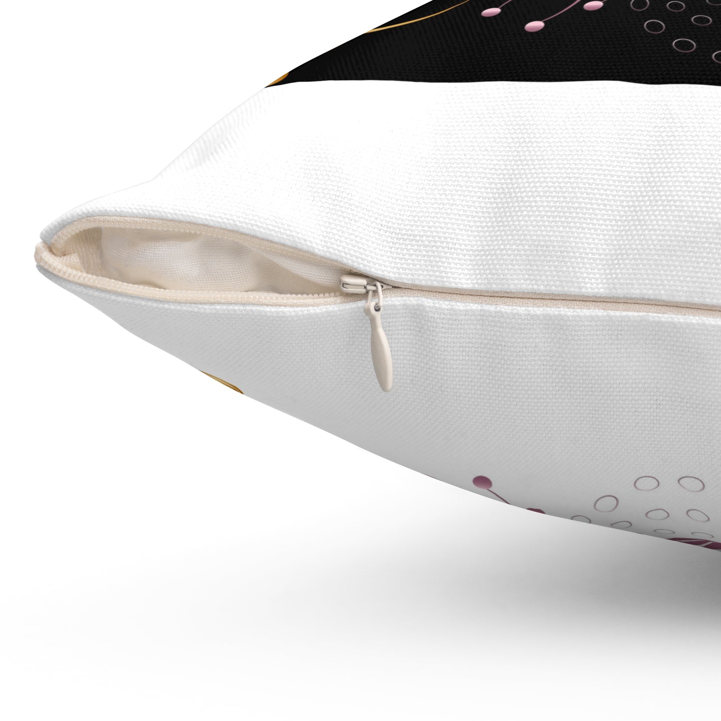 Spun Polyester Square Pillow Kukloso Melange de fleur No 29 Pink/Black & Pink/White - Free Shipping