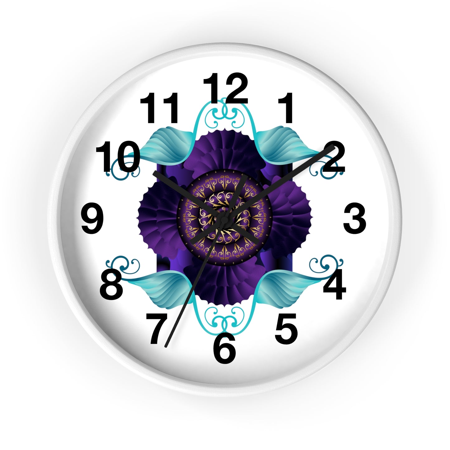 Wall Clock Kukloso Kuklos No 4364 Abstract Purple & Aqua - Free Shipping