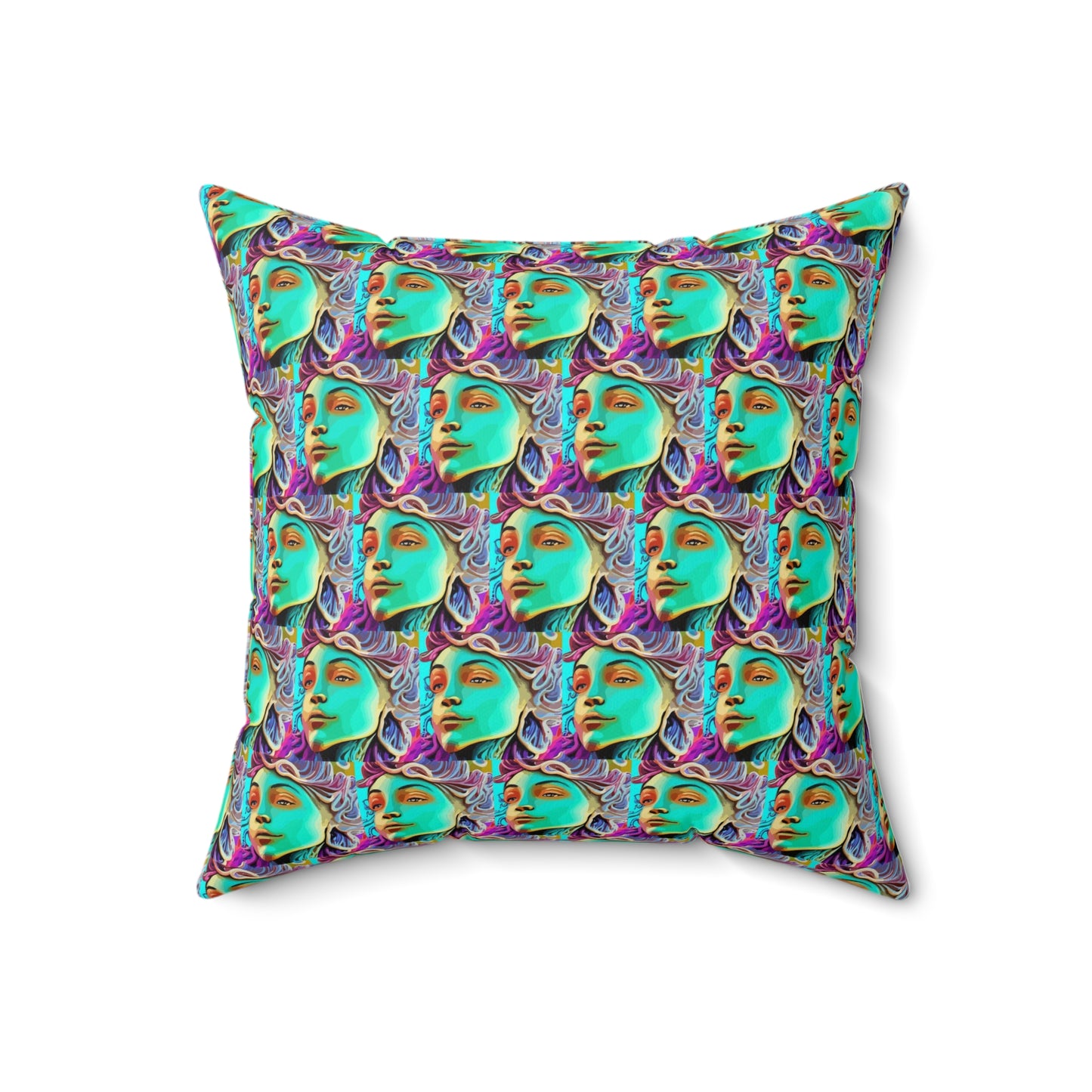 Spun Polyester Square Pillow Kukloso Cubist Faces No 11 - Free Shipping