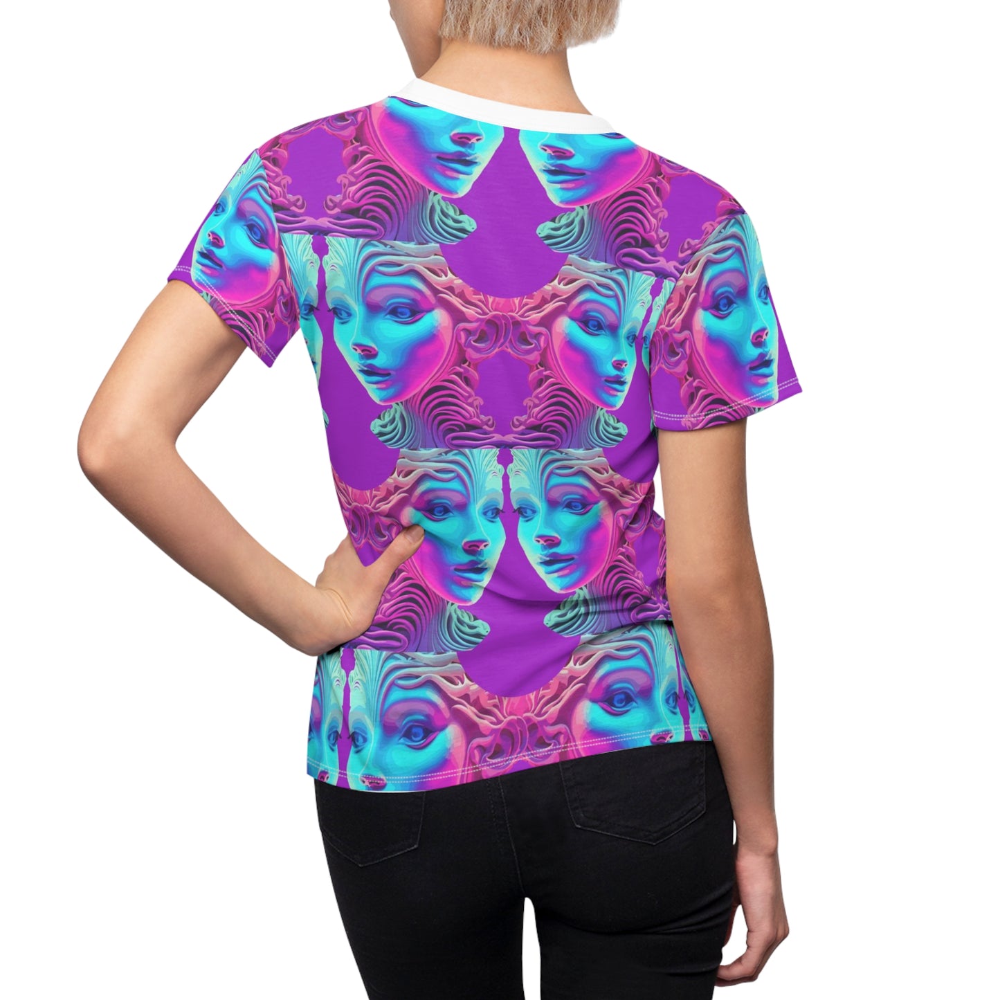 Women's Cut & Sew Tee (AOP) Kukloso Space Face No 14 - Free Shipping