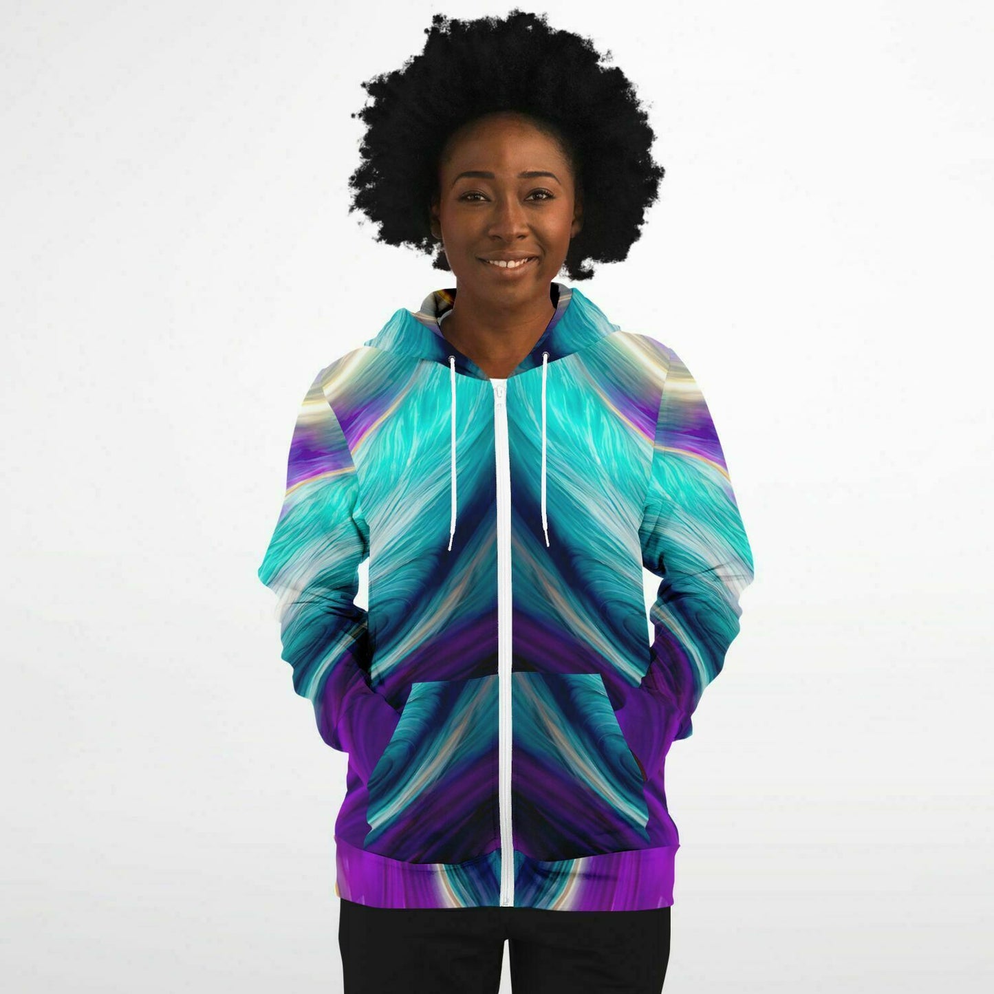 Fashion Zip-Up Hoodie - AOP Kukloso Got Color Series No 28 - Free Shipping