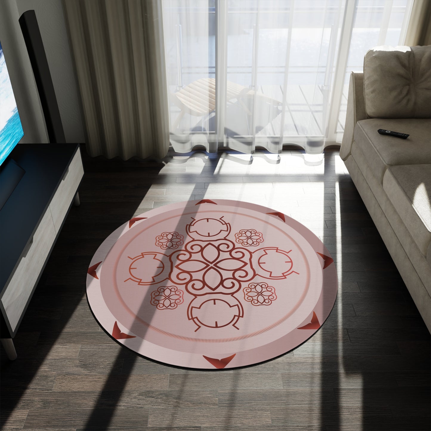 Round Rug Kukloso No 4385 Mandala Copper Free Shipping