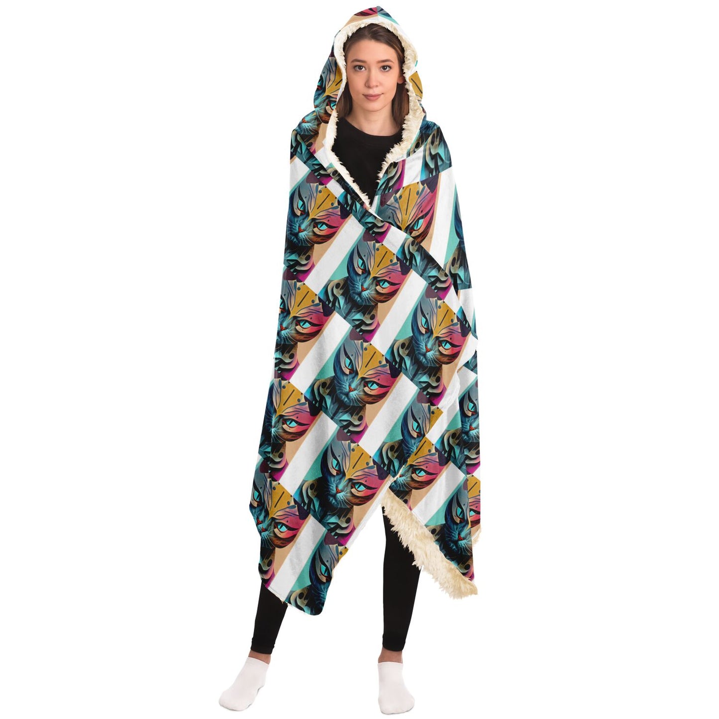 Hooded Blanket - AOP Kukloso Mr. Cat - Free Shipping