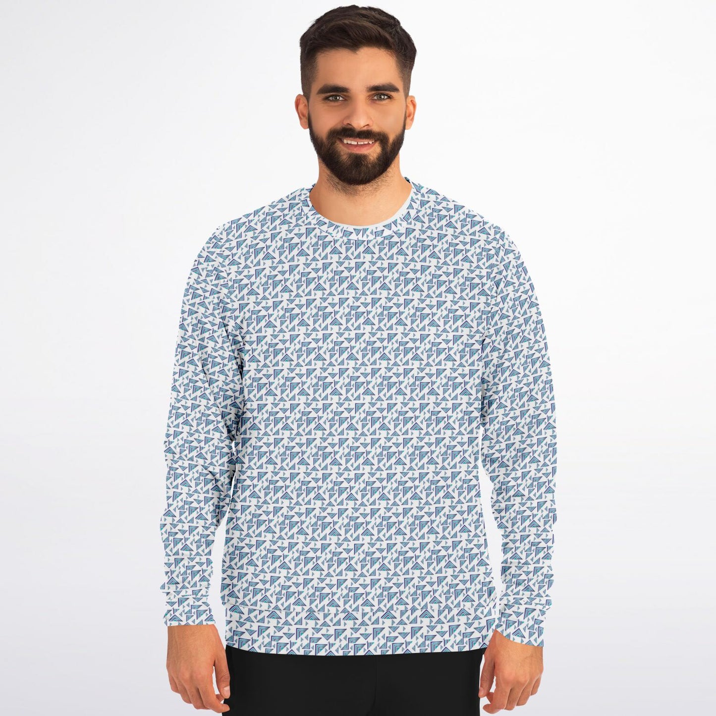 Athletic Sweatshirt - AOP Kukloso Abstractical No 94 Navy, Aqua, Pink shapes on White - Free Shipping