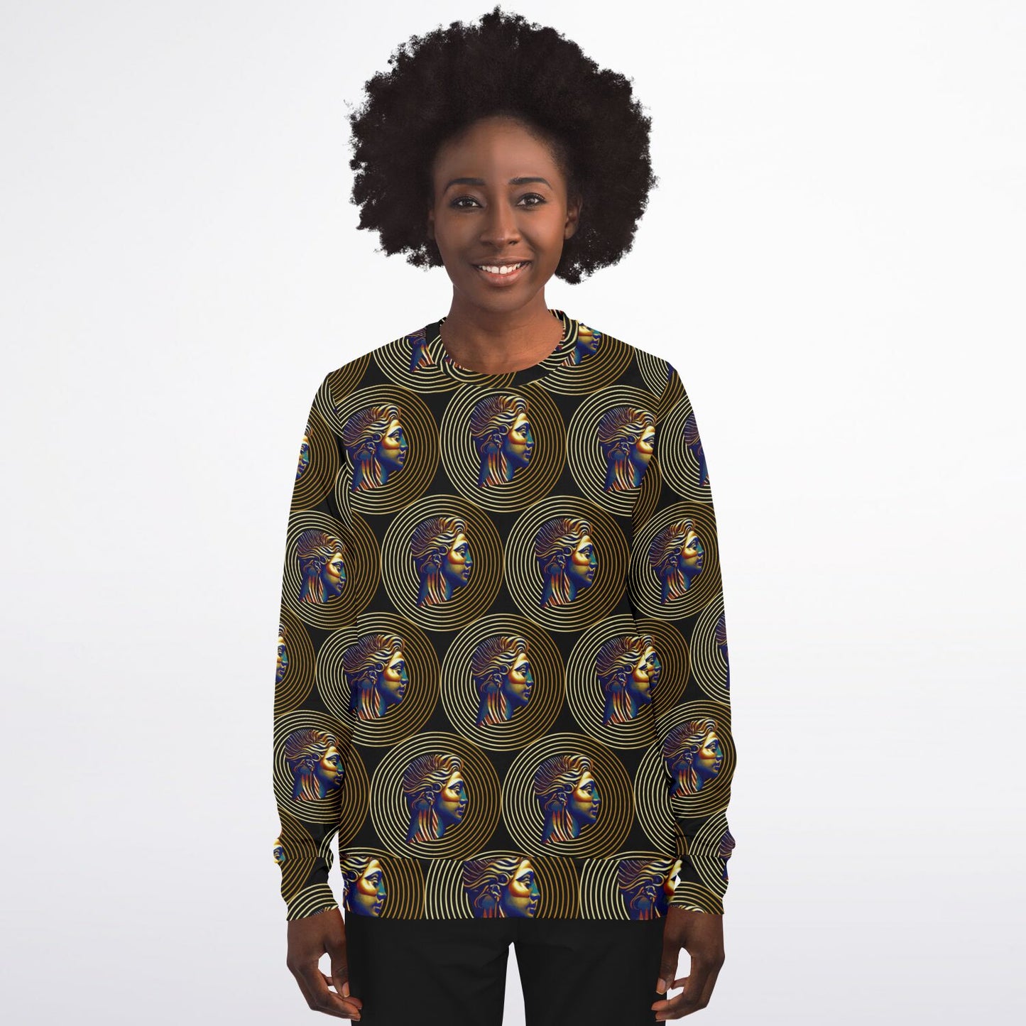 Athletic Sweatshirt - AOP Kukloso Cubist Faces No 53 - Free Shipping