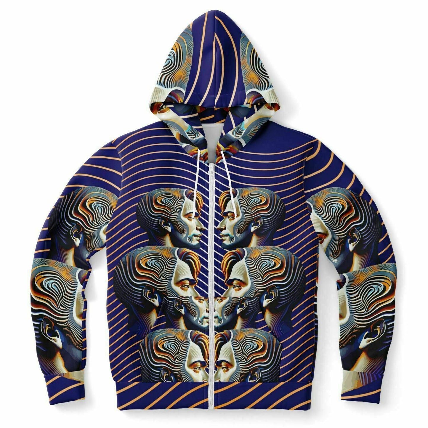 Fashion Zip-Up Hoodie - AOP Kukloso Cubist Faces No 43 B - Free Shipping