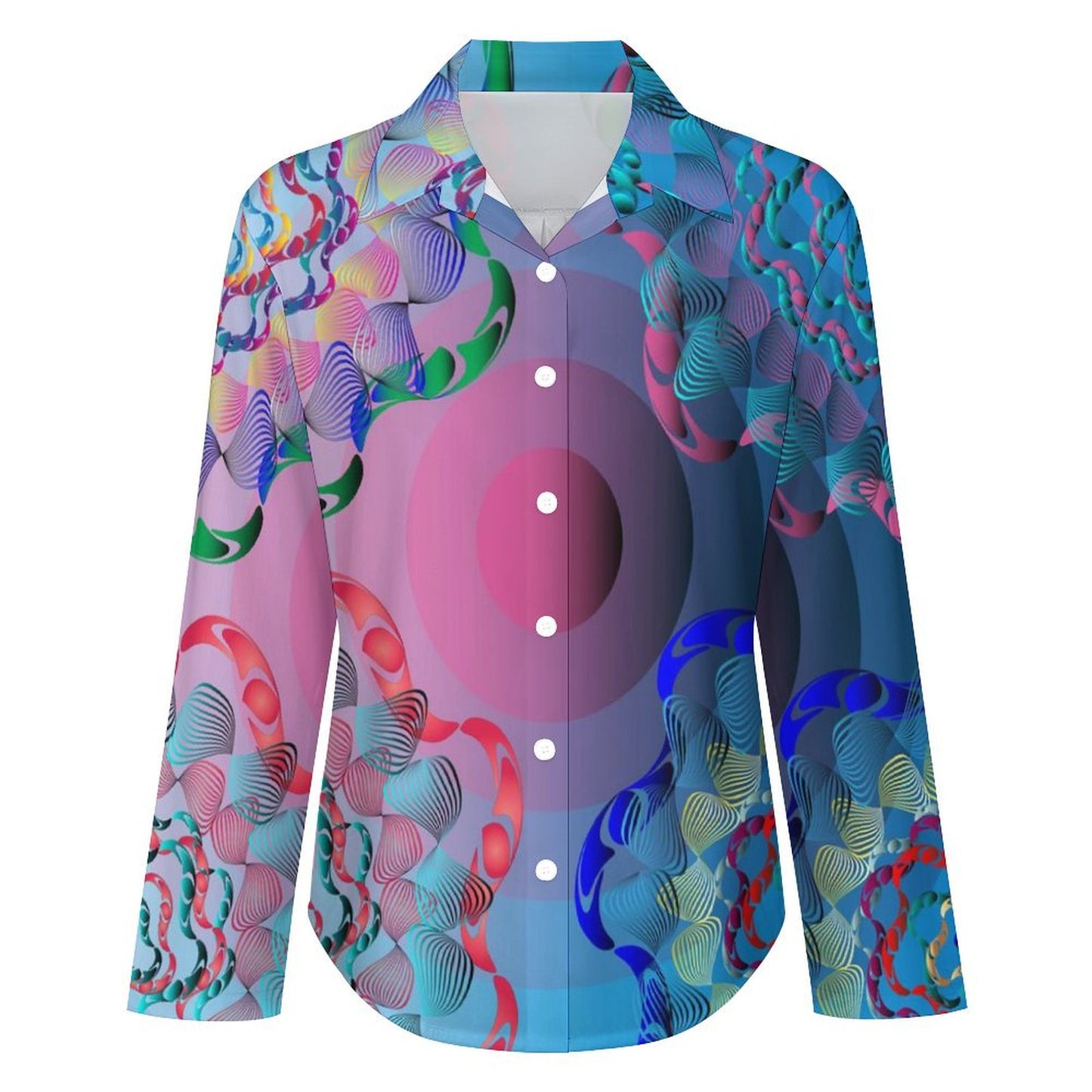 Long Sleeve Shirt Blouse Kukloso Abstract No 935