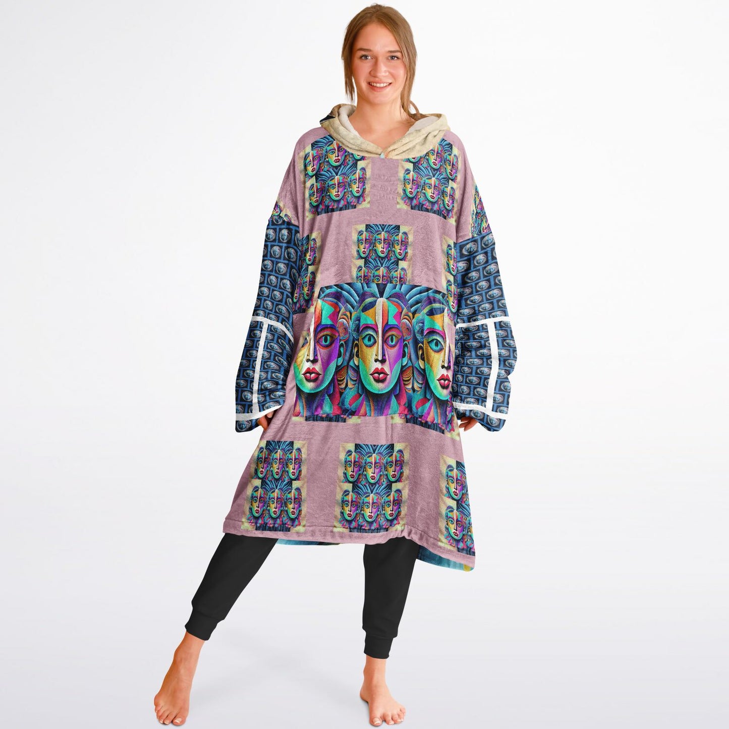 Snug Hoodie Economy - AOP Kukloso Cubist Faces No 9 - Free Shipping