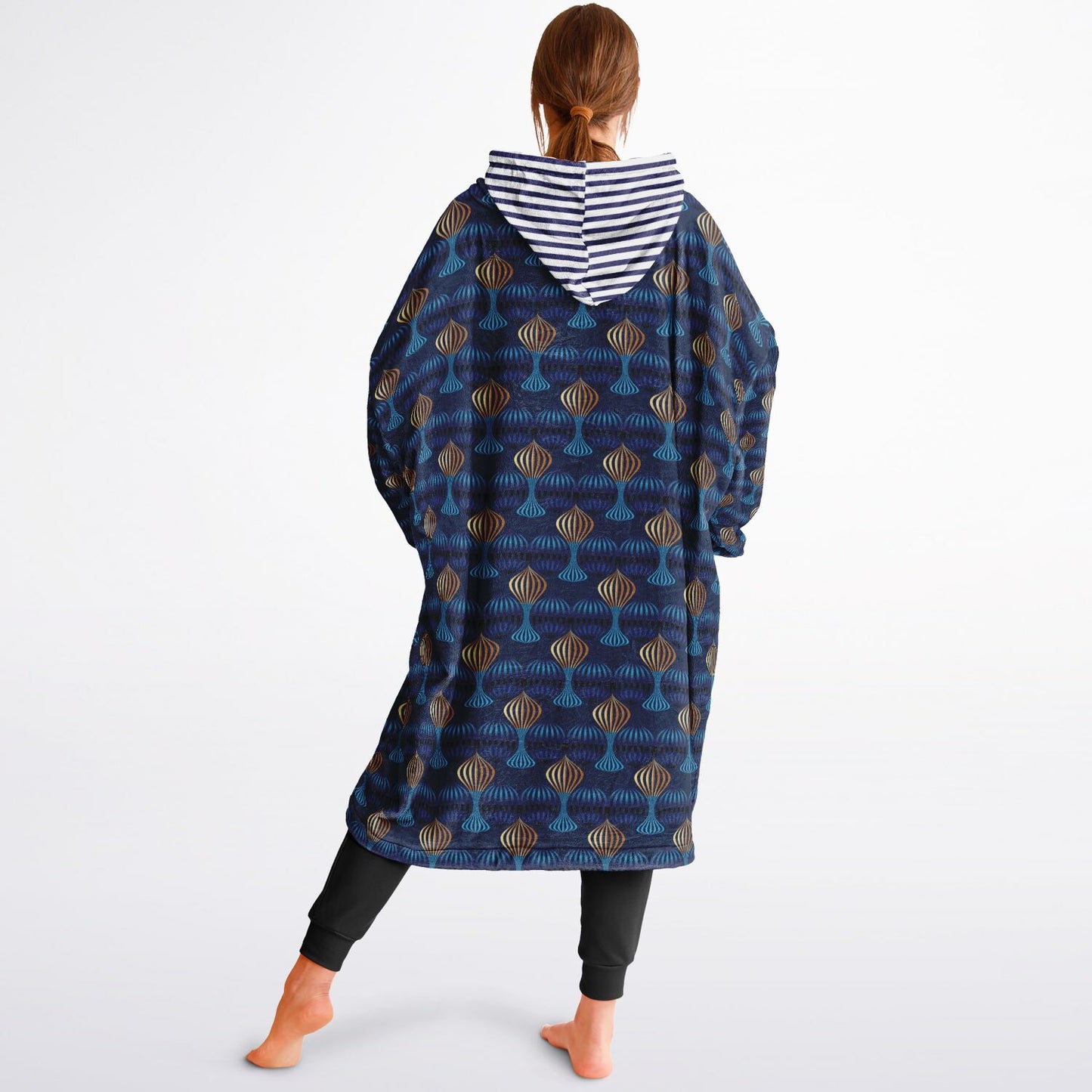 Snug Hoodie Economy - AOP Kukloso Fleuron Blue - Gold No 2 Large Pattern - Free Shipping