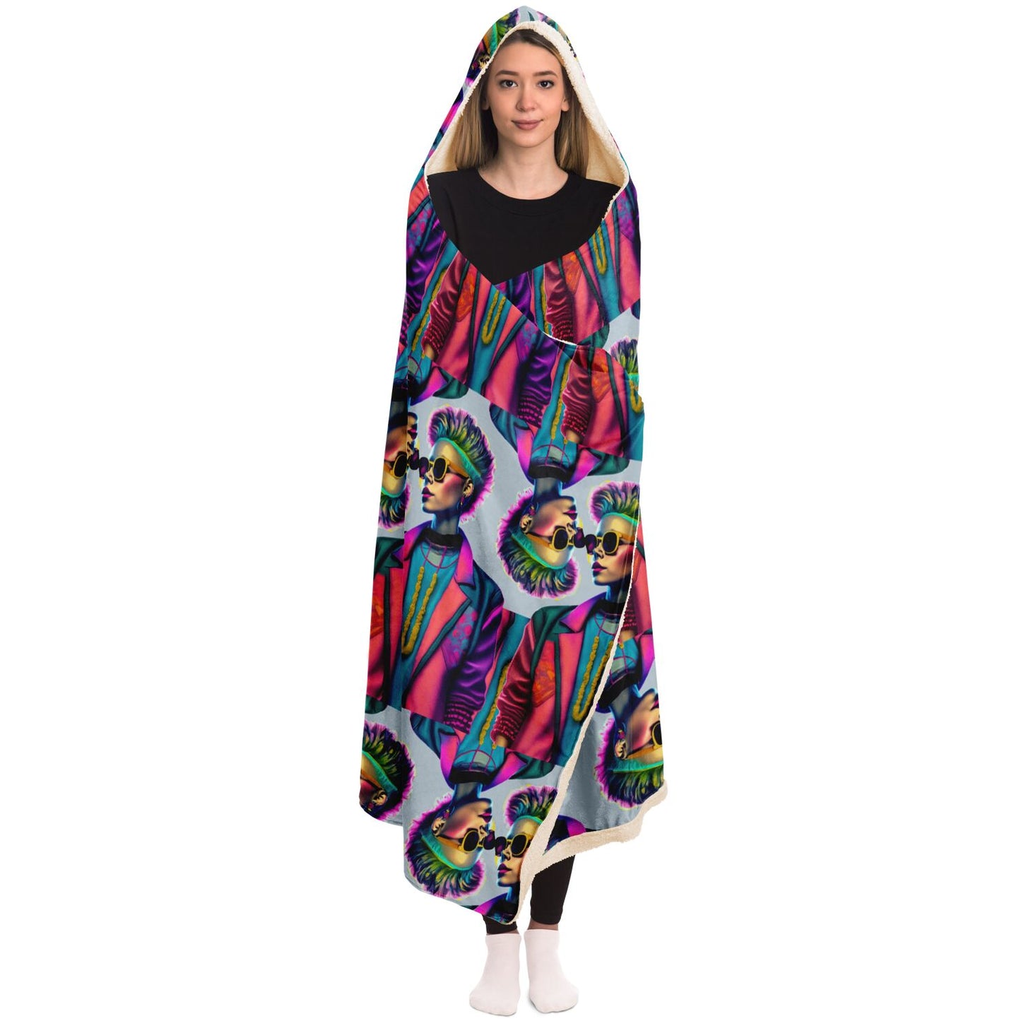 Hooded Blanket - AOP Kukloso Punk Chic No 2 A Large Pattern - Free Shipping