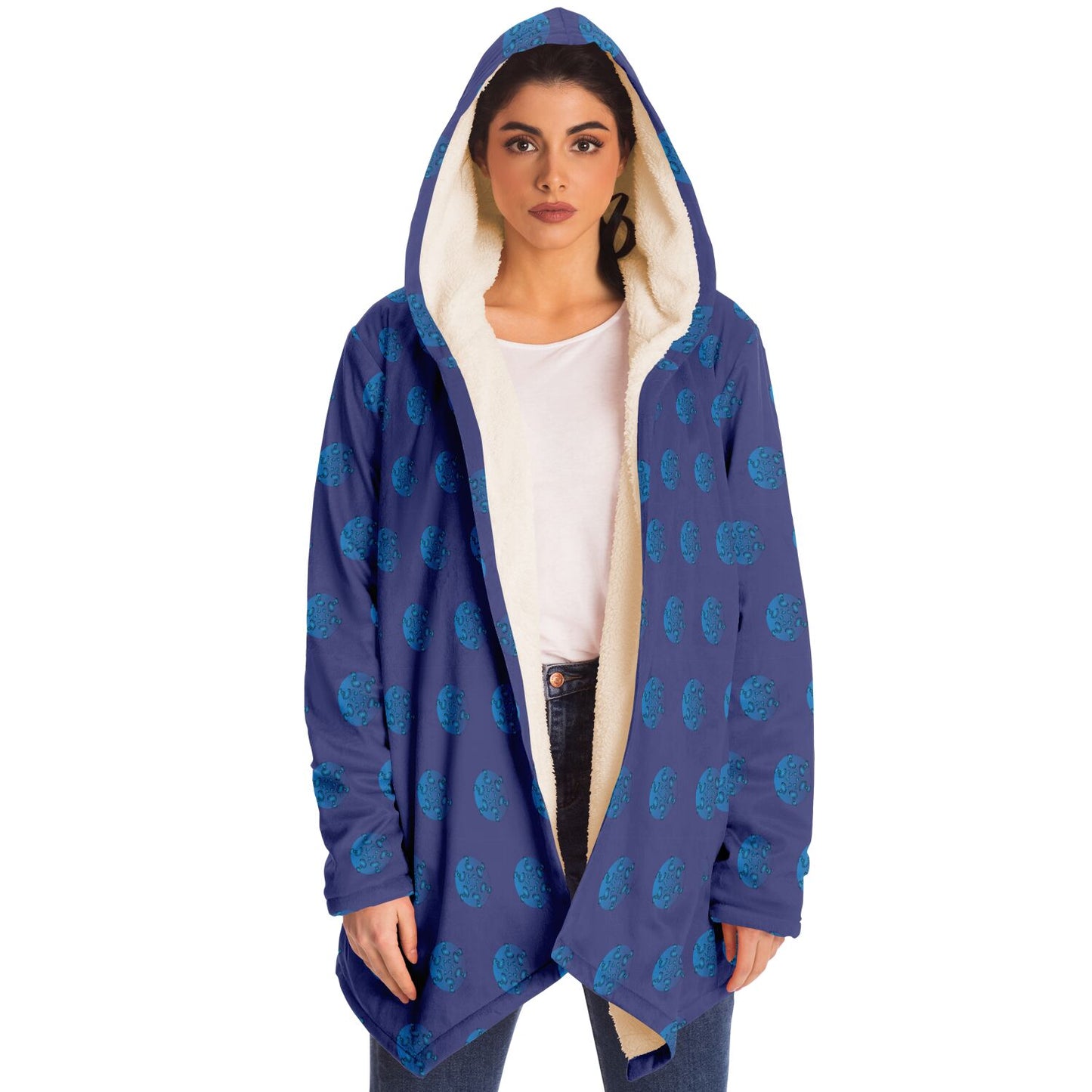 Microfleece Cloak - AOP Kukloso Whimsical No 111 Blue on Blue - Free Shipping