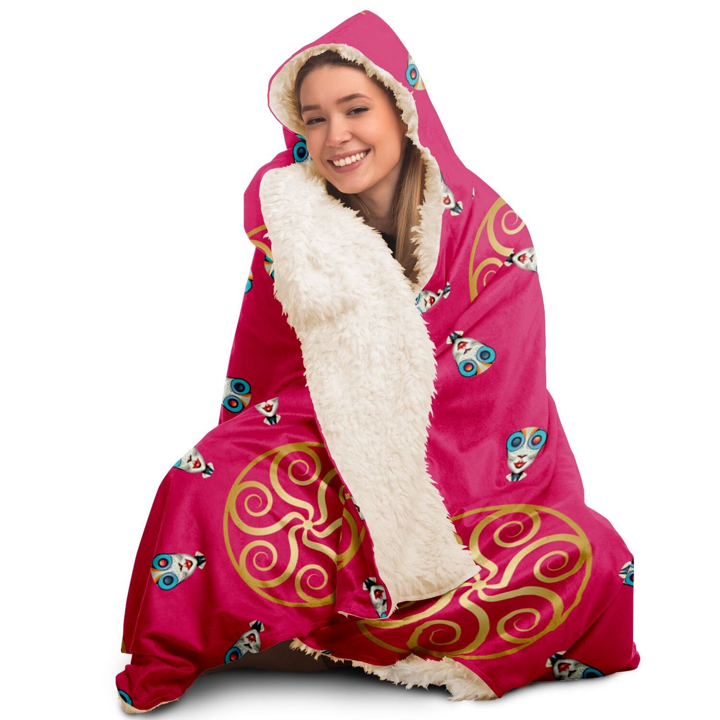 Hooded Blanket - AOP Kukloso Cubist Faces No 14 - Free Shipping