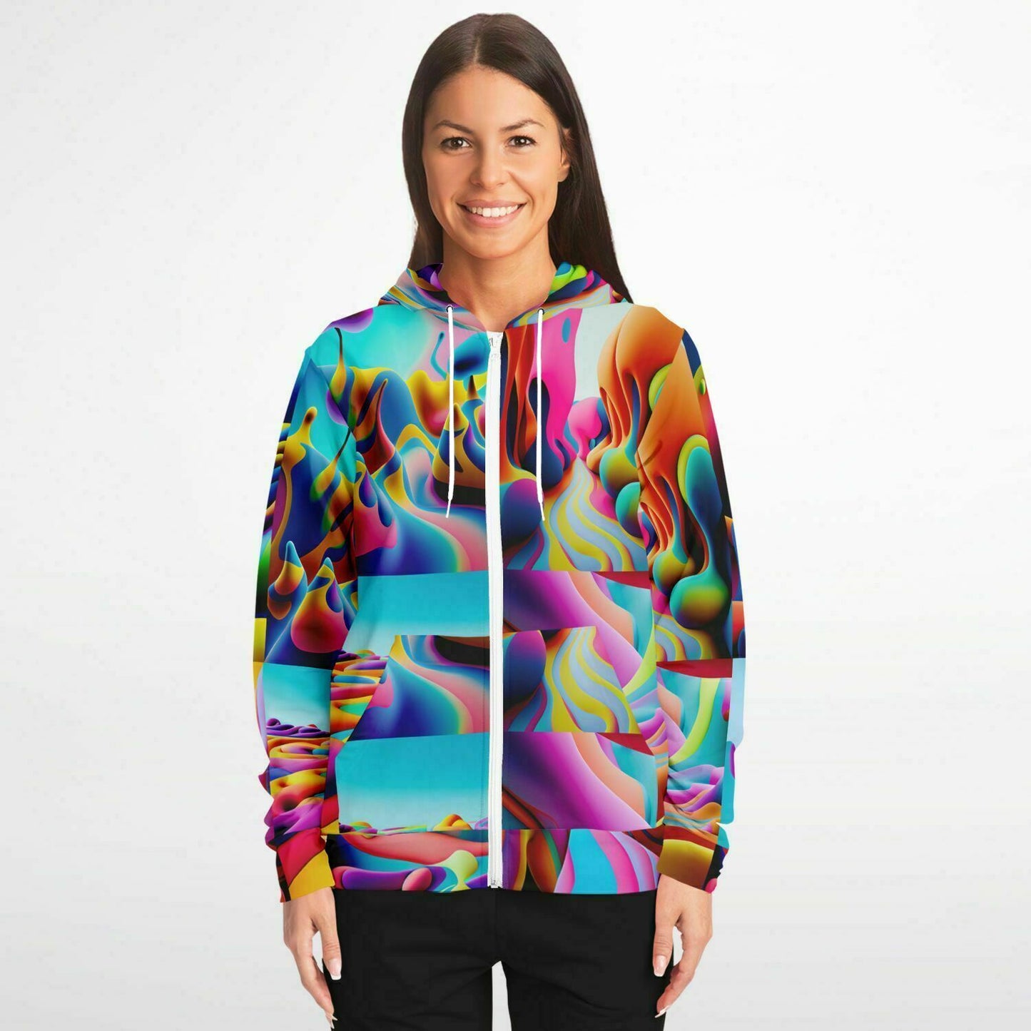 Fashion Zip-Up Hoodie - AOP Kukloso Got Color Multicolored Medium Pattern - Free Shipping