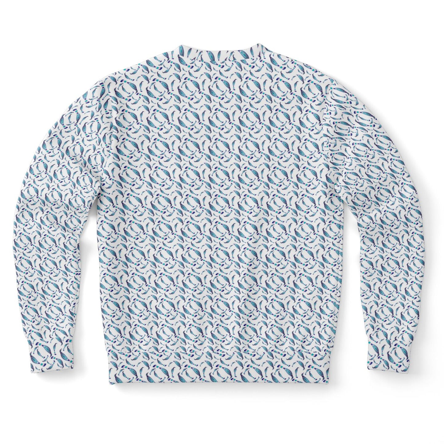 Athletic Sweatshirt - AOP Kukloso Abstractical No 98 Navy, Aqua, Pink Crazy shapes on White - Free Shipping
