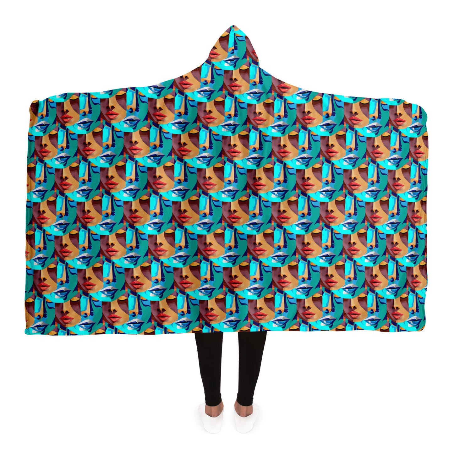 Hooded Blanket - AOP Kukloso Cubist Space Girls No 8 - Free Shipping