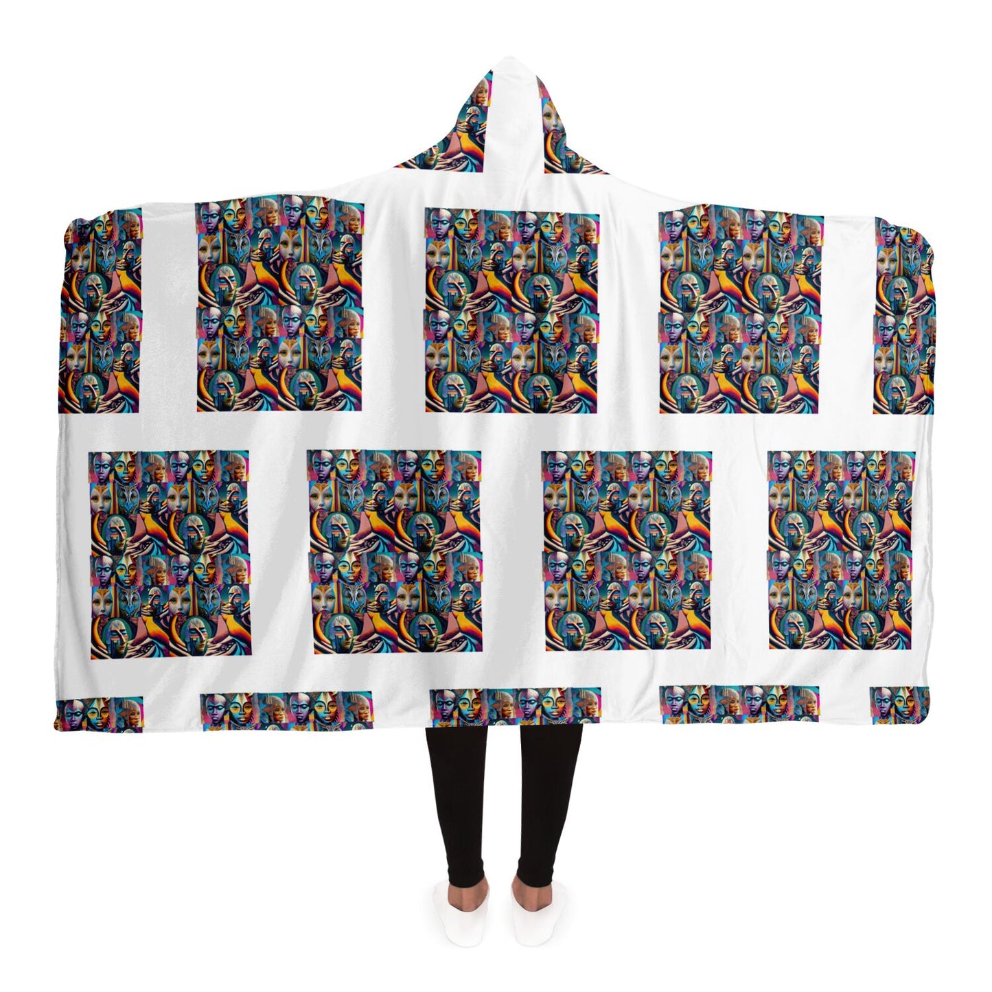 Hooded Blanket - AOP Kukloso Alien Faces No 33 - Free Shipping