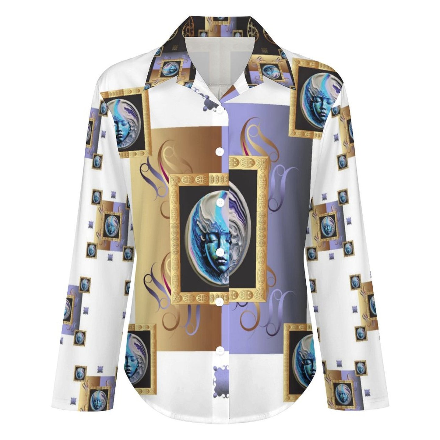 Long Sleeve Shirt Blouse Kukloso Abstract No 1721