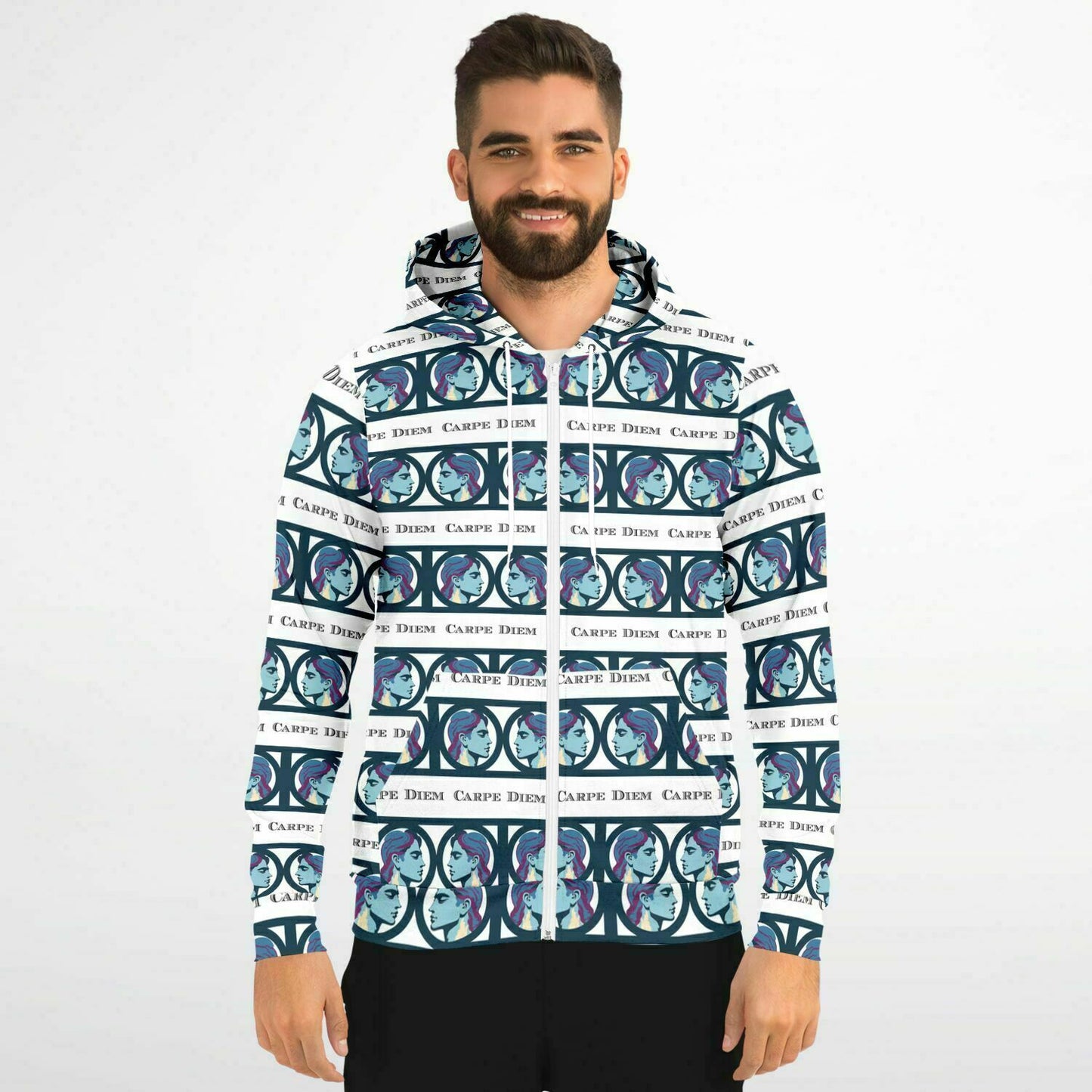 Fashion Zip-Up Hoodie - AOP Kukloso Roman Faces No 2 B Carpe Diem - Free Shipping