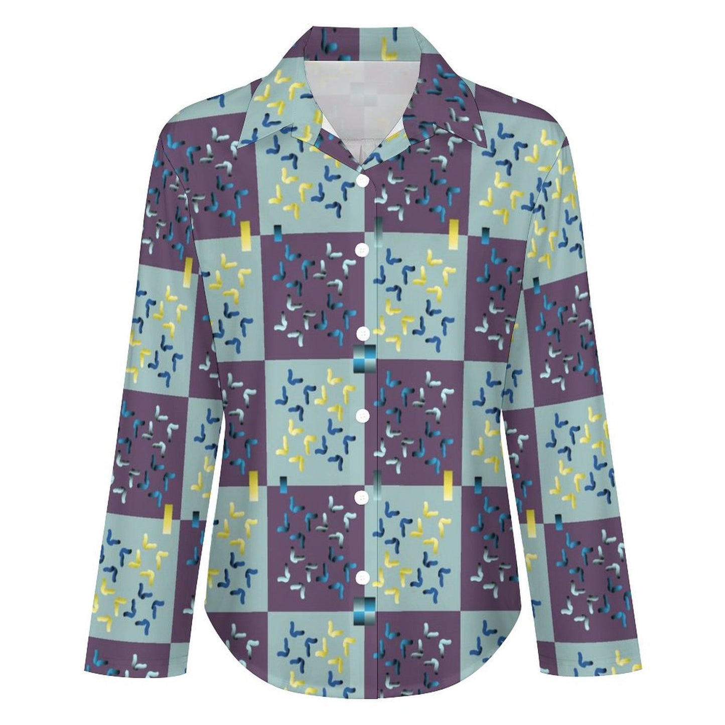 Long Sleeve Shirt Blouse Kukloso Abstract No 1560