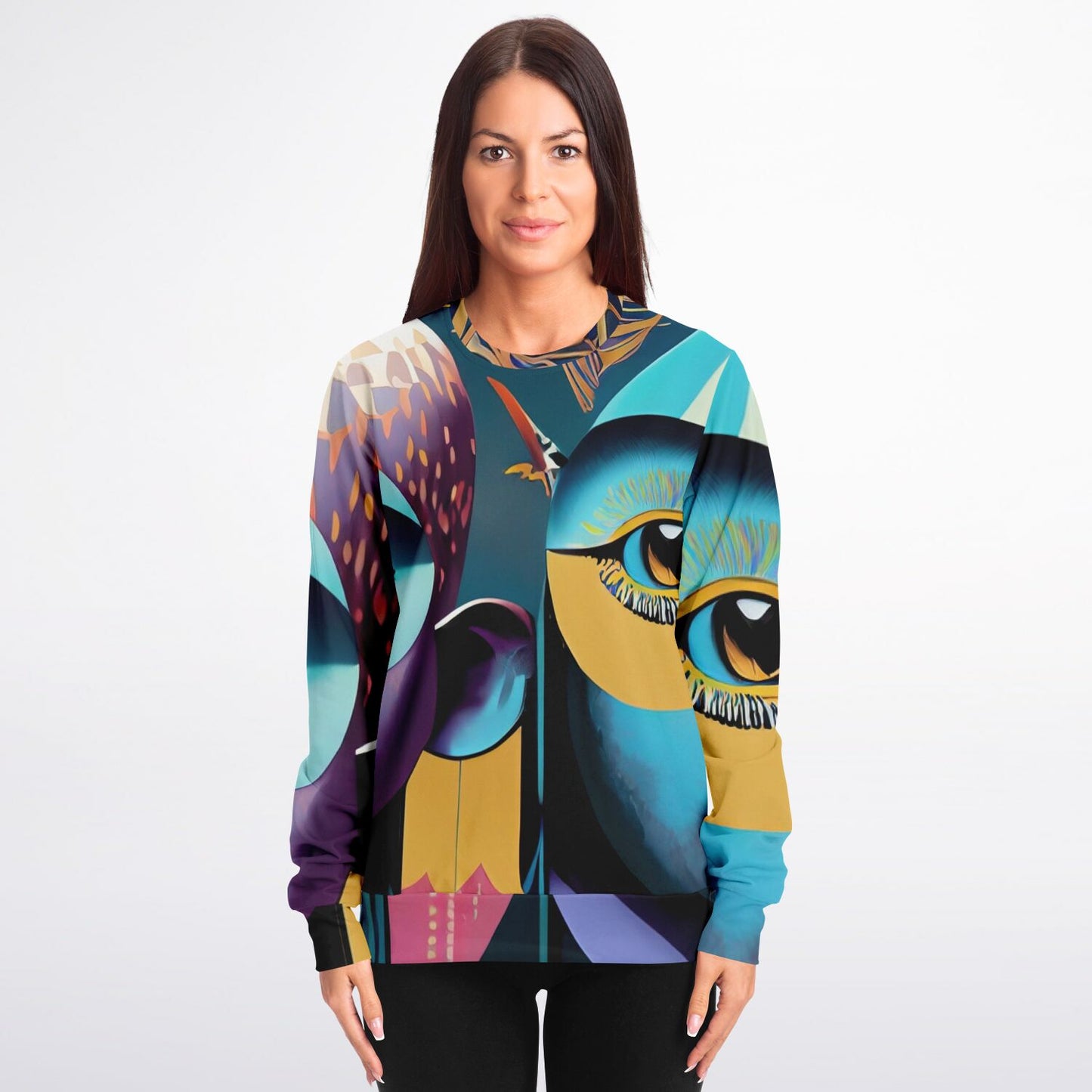 Athletic Sweatshirt - AOP Uni-Sex Kukloso Cubist Faces No 2 - Free Shipping