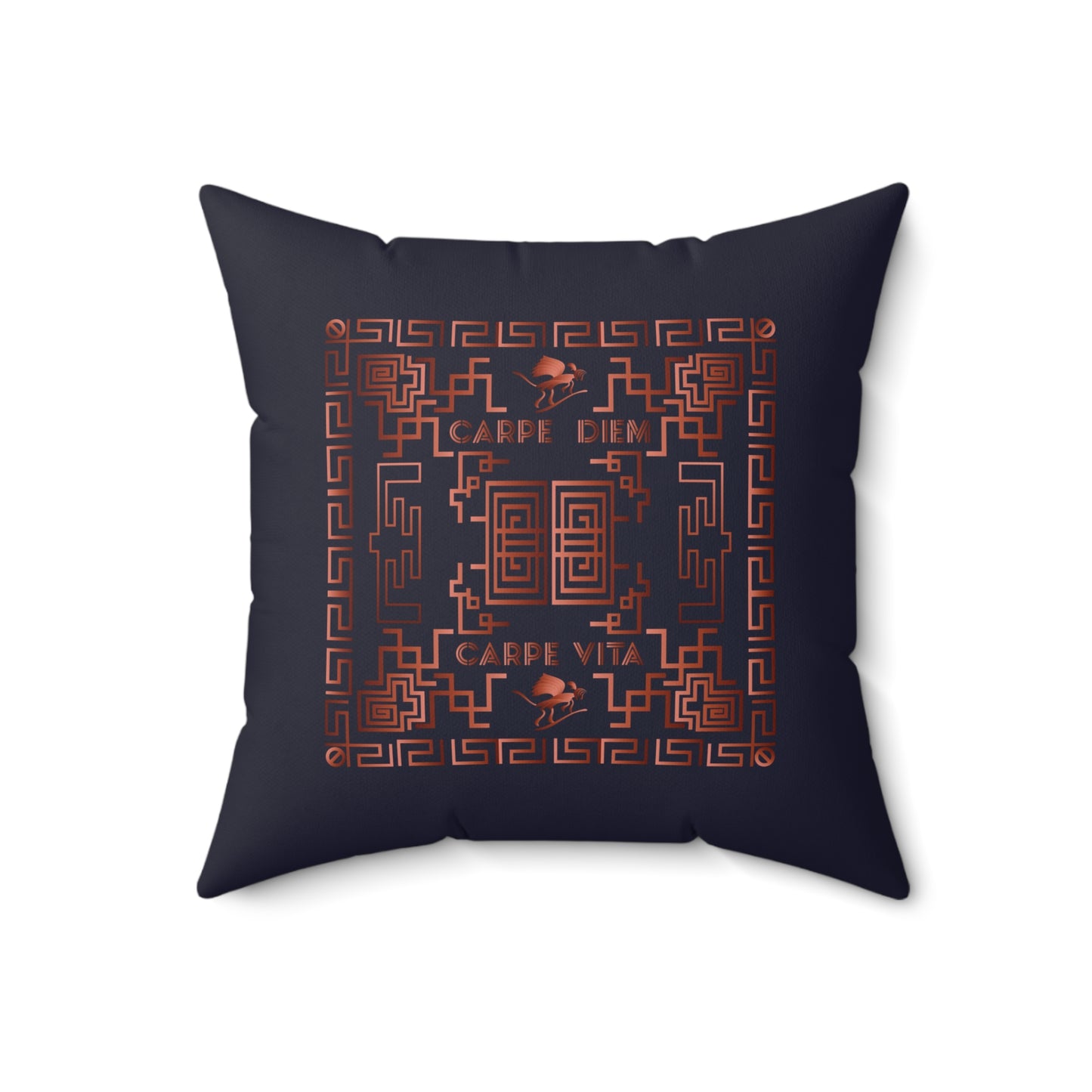 Spun Polyester Square Pillow Kukloso Greek Border 'Carpe Diem' No 9 - Free Shipping