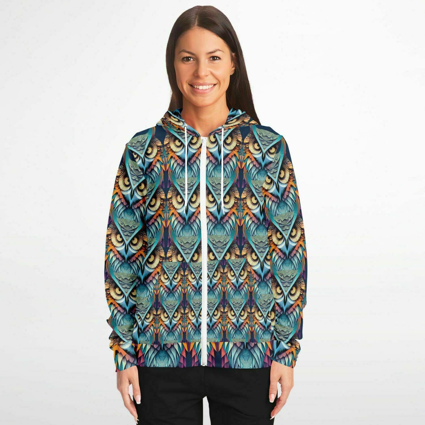 Fashion Zip-Up Hoodie - AOP Kukloso Mr Owl - Free Shipping
