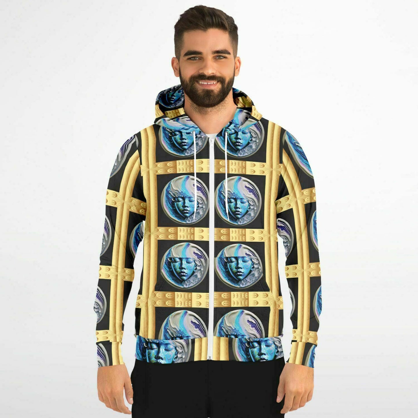 Fashion Zip-Up Hoodie - AOP Kukloso Space Faces No 51 - Free Shipping