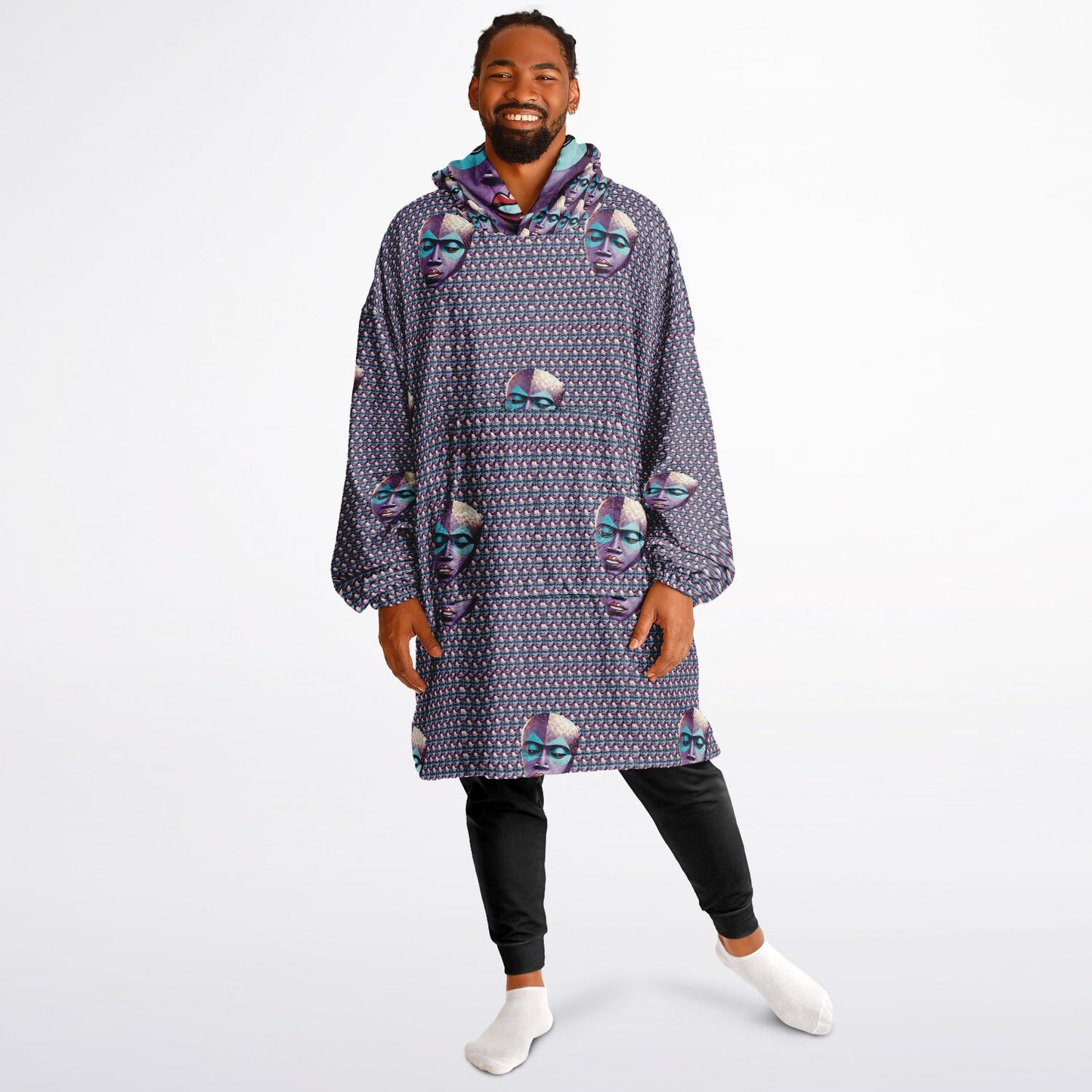 Snug Hoodie Economy - AOP Kukloso Space Faces No 22 - Free Shipping