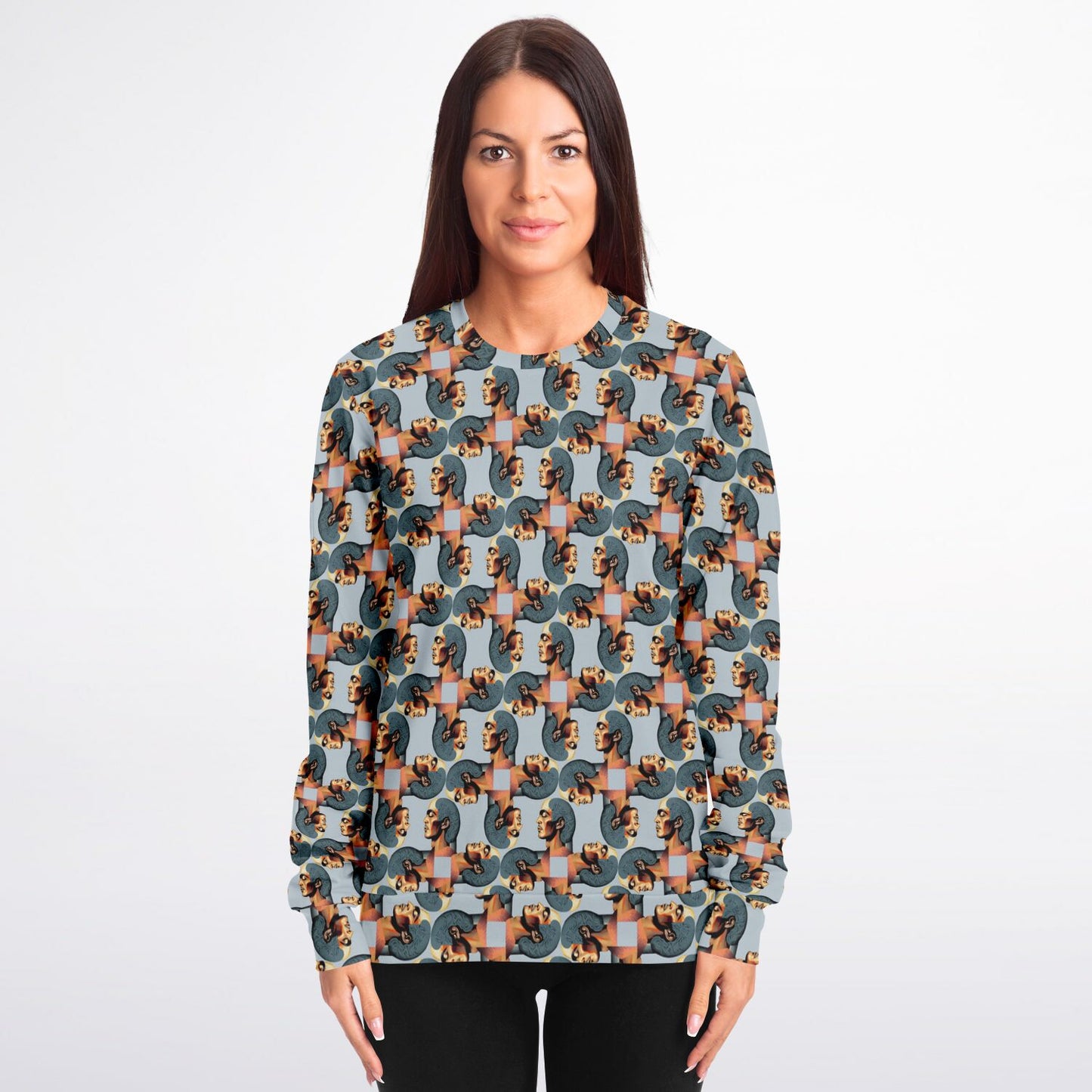 Athletic Sweatshirt - AOP Kukloso Cubist Faces No 52 - Free Shipping
