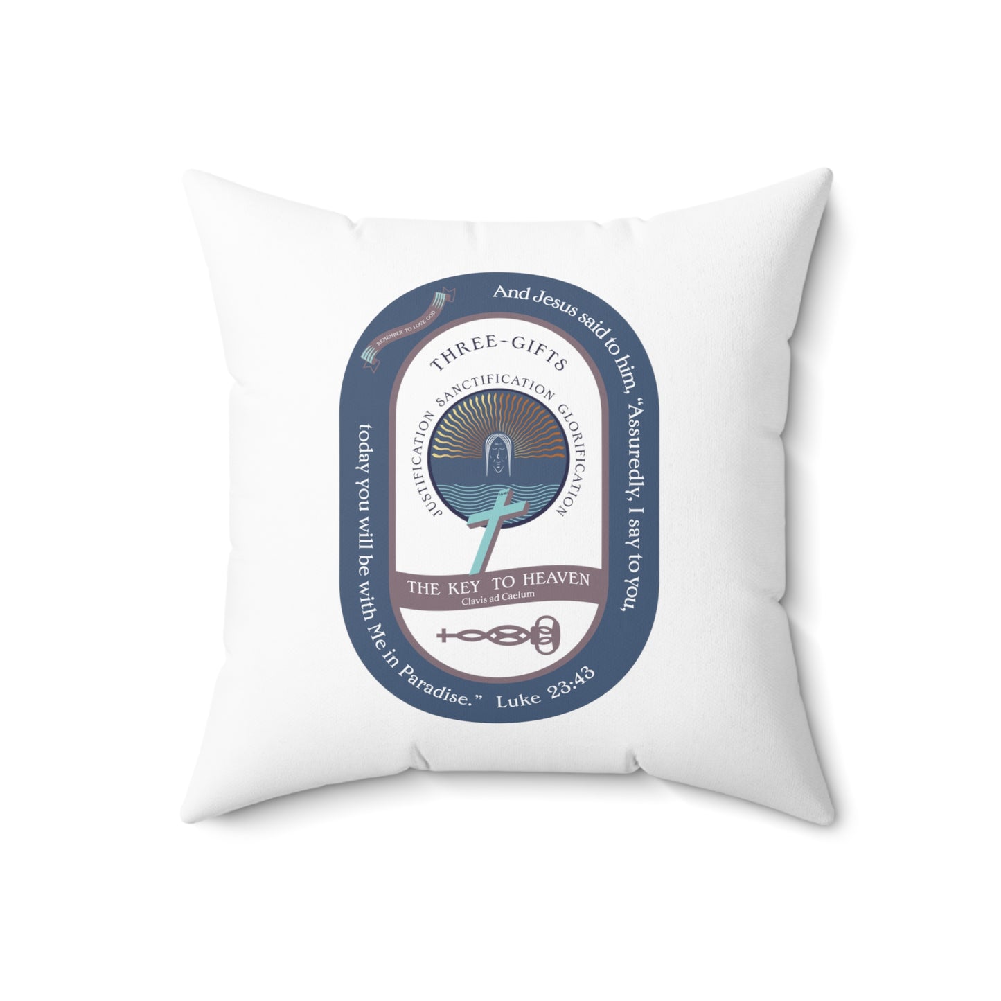 Spun Polyester Square Pillow Kukloso Isaiah 41:10 / Luke 23:43 'Three Gifts' - Free Shipping