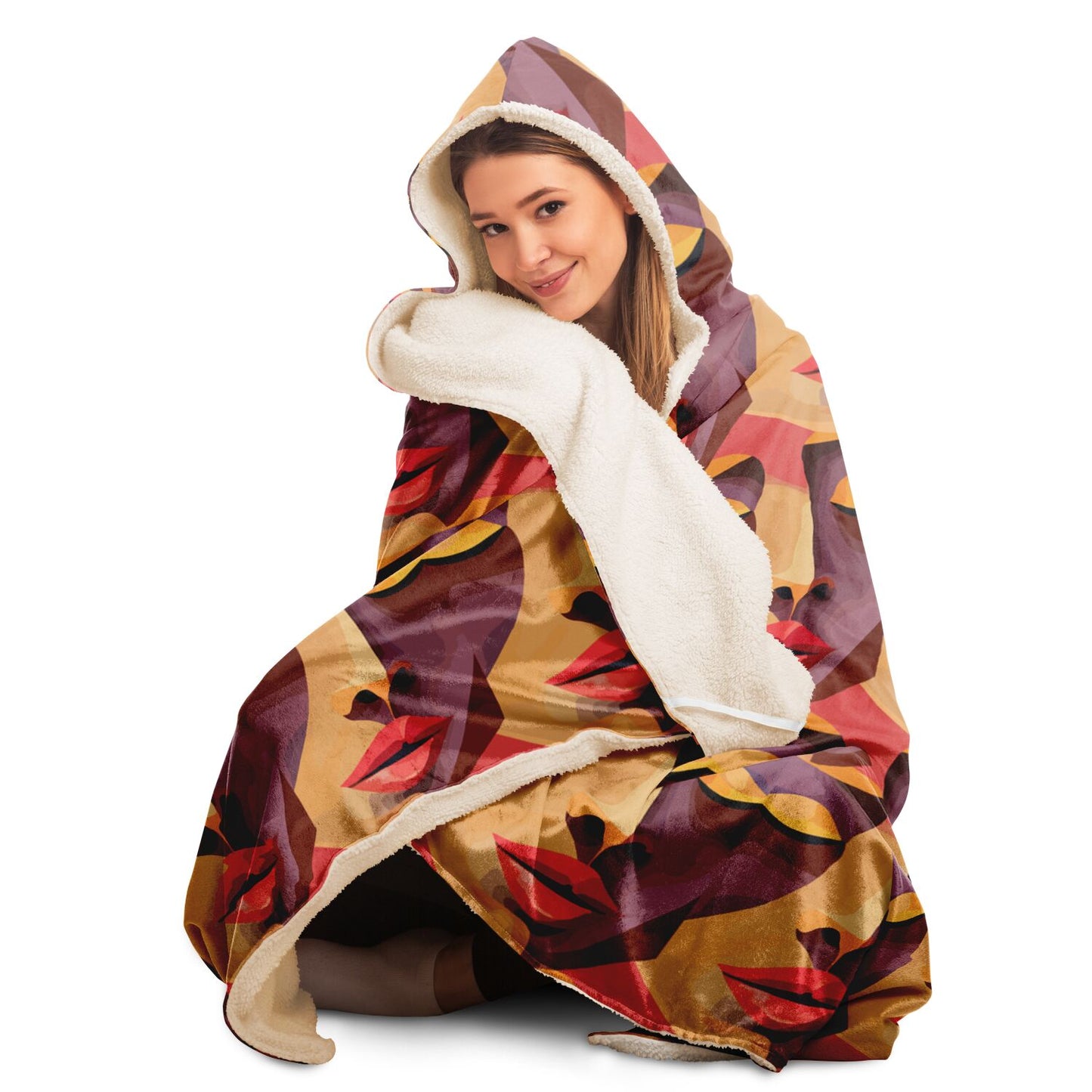 Hooded Blanket - AOP Kukloso Cubist Space Girls No 7 - Free Shipping