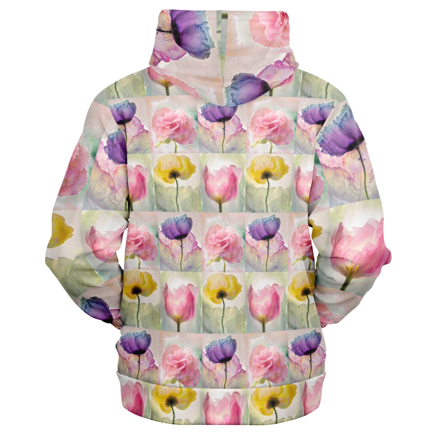 Fashion Zip-Up Hoodie - AOP Kukloso Pastel Watercolor Fllorals - Free Shipping