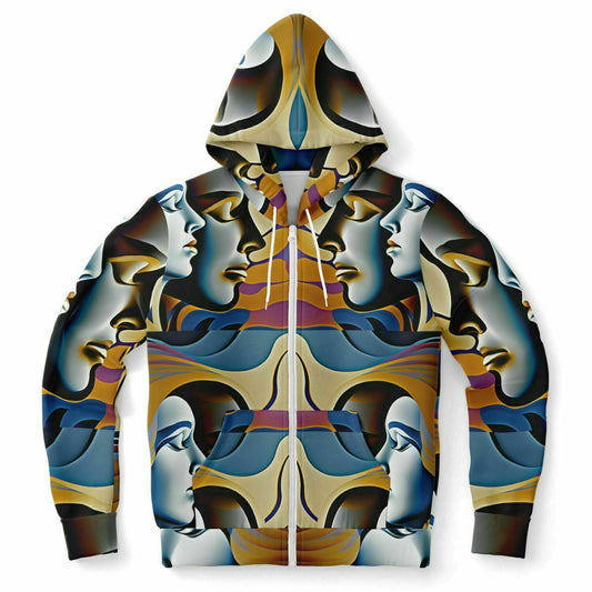 Fashion Zip-Up Hoodie - AOP Kukloso Cubist Faces No 48 - Free Shipping