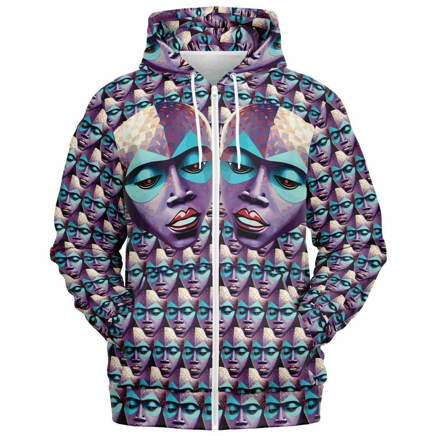 Fashion Zip-Up Hoodie - AOP Kukloso Space Faces No 22 - Free Shipping