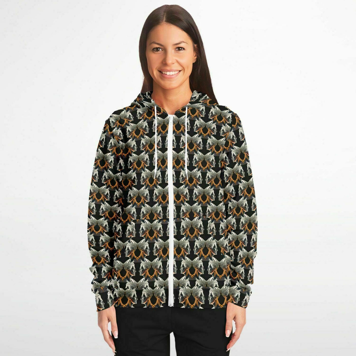 Fashion Zip-Up Hoodie - AOP Kukloso Cubist Faces No 2 - Free Shipping