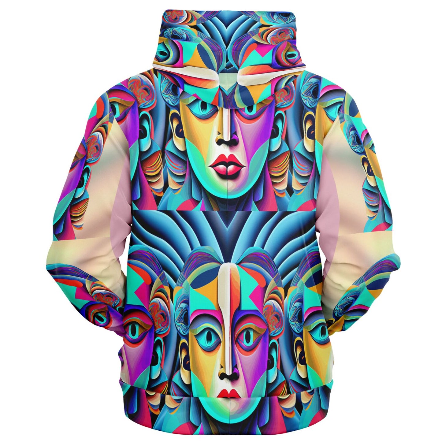 Fashion Zip-Up Hoodie - AOP Kukloso Cubist Faces No 39 - Free Shipping