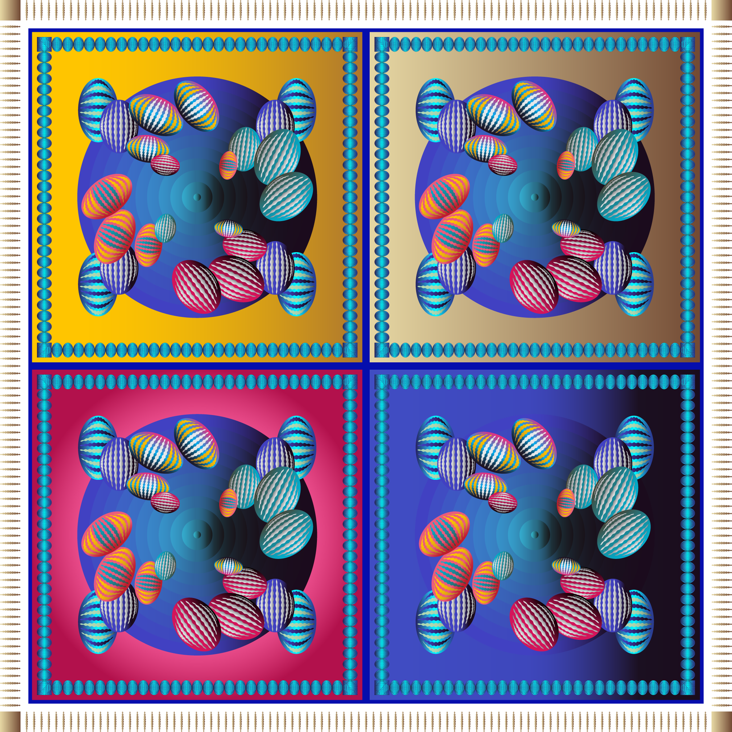 100% Silk Charmeuse Square Scarf Abstract Graphics No 10