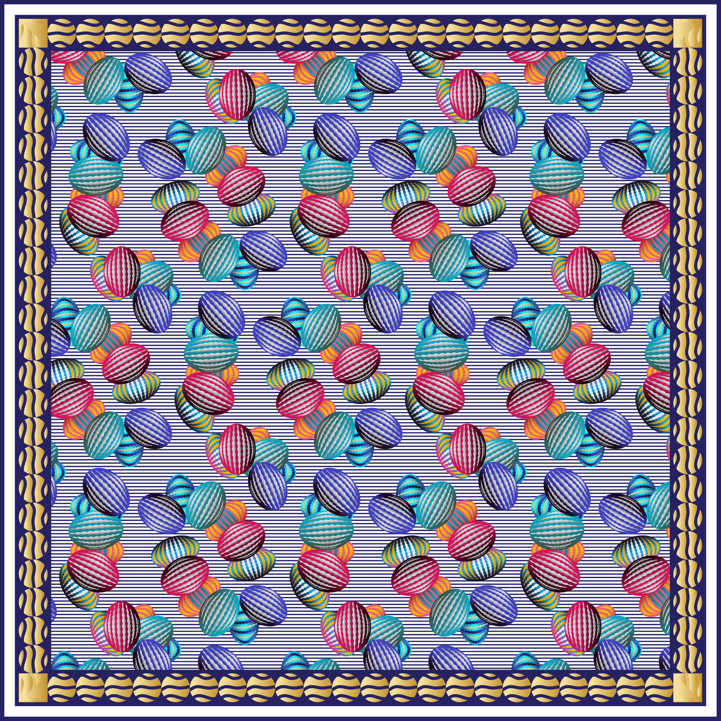 100% Silk Charmeuse Square Scarf Abstract Graphics No 8