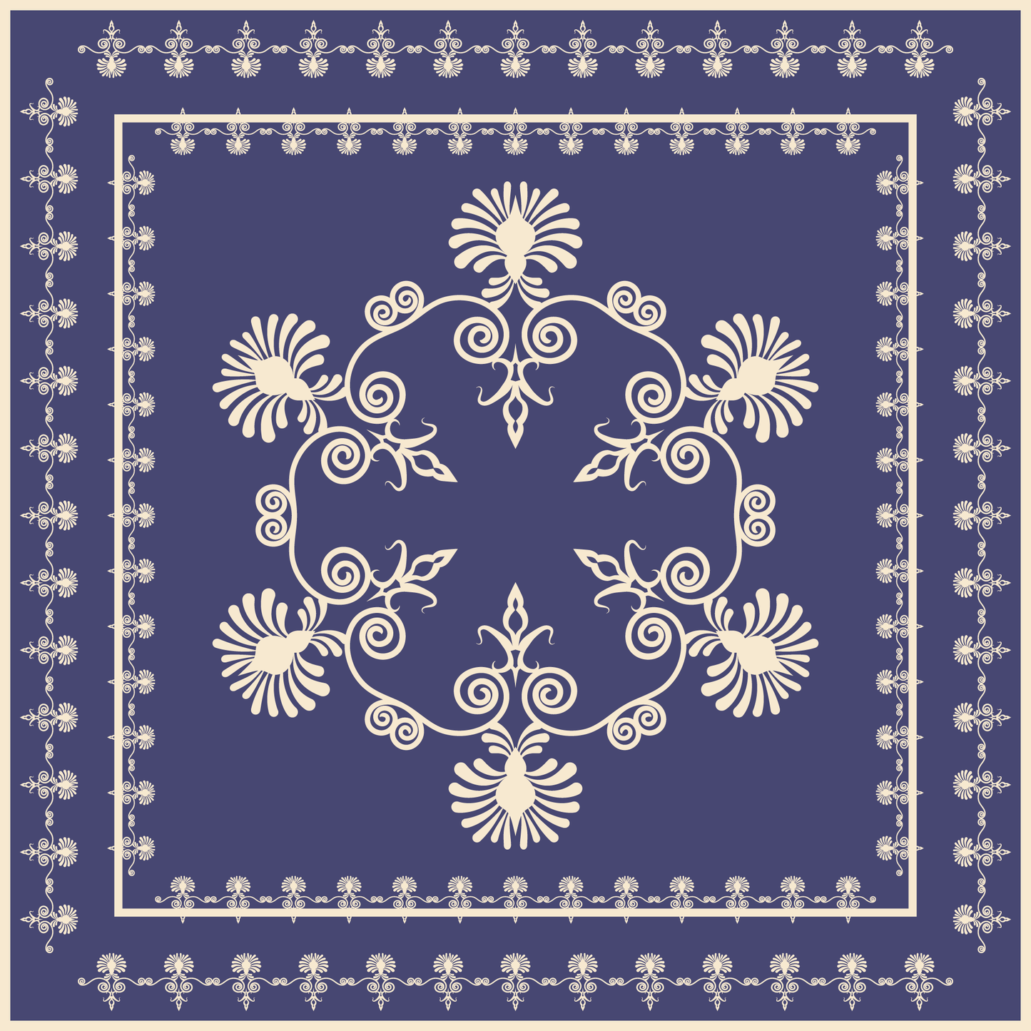 100% Silk Charmeuse Square Scarf Modern Mandala No 1