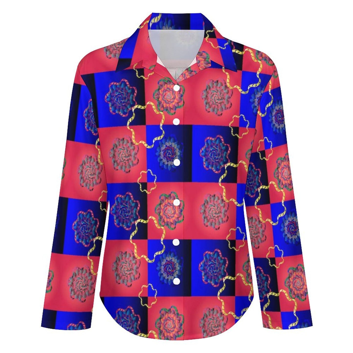 Long Sleeve Shirt Blouse Kukloso Abstract No 929