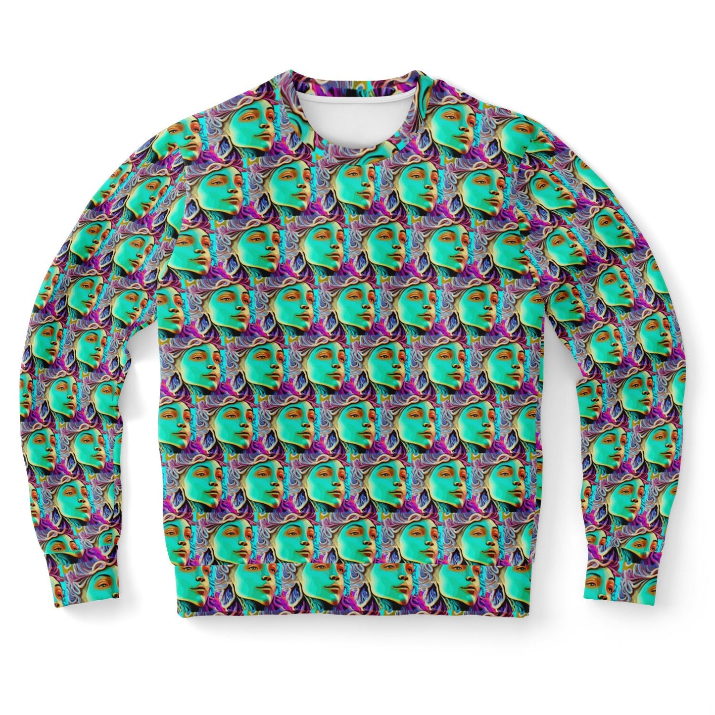 Athletic Sweatshirt - AOP Kukloso Cubist Faces No 4 - Free Shipping